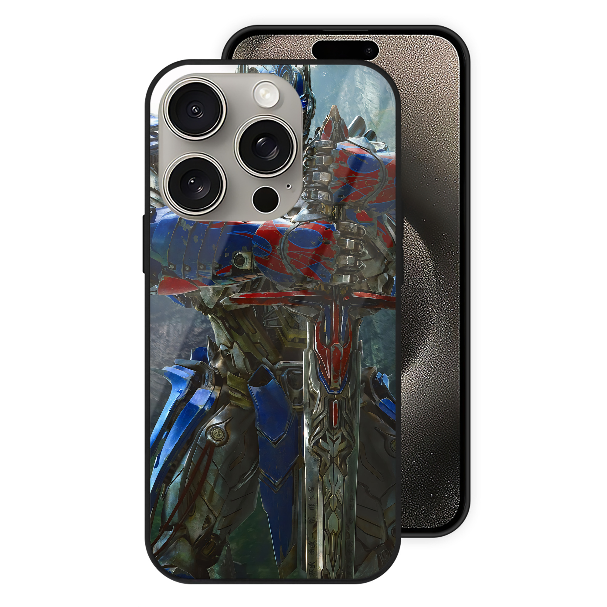 （画像用） Transformers トランスフォーマー 【iPhone15Pro対応】スマホケース 耐衝撃＆黄変防止 背面ガラス