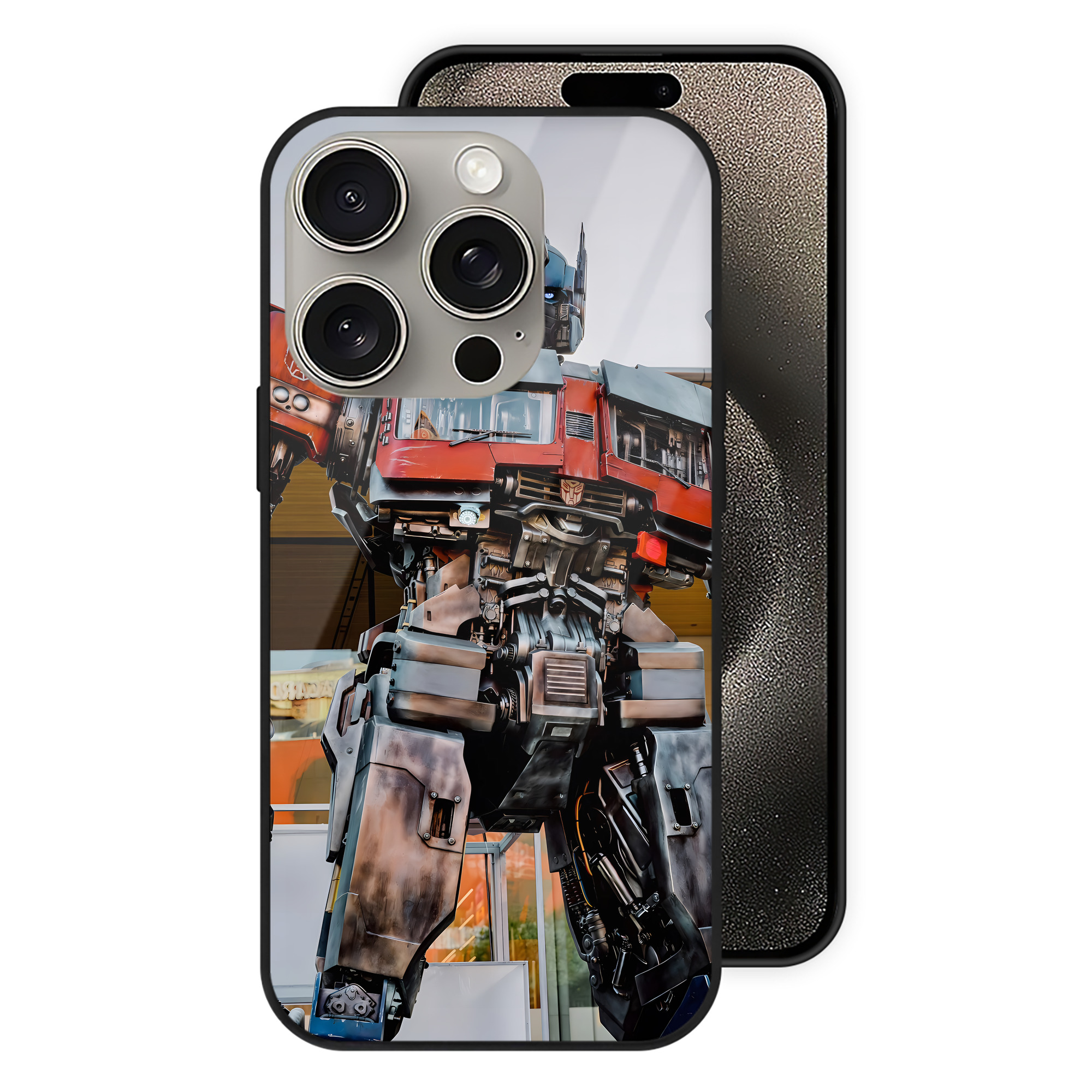 （画像用） Transformers トランスフォーマー 【iPhone15Pro対応】スマホケース 耐衝撃＆黄変防止 背面ガラス
