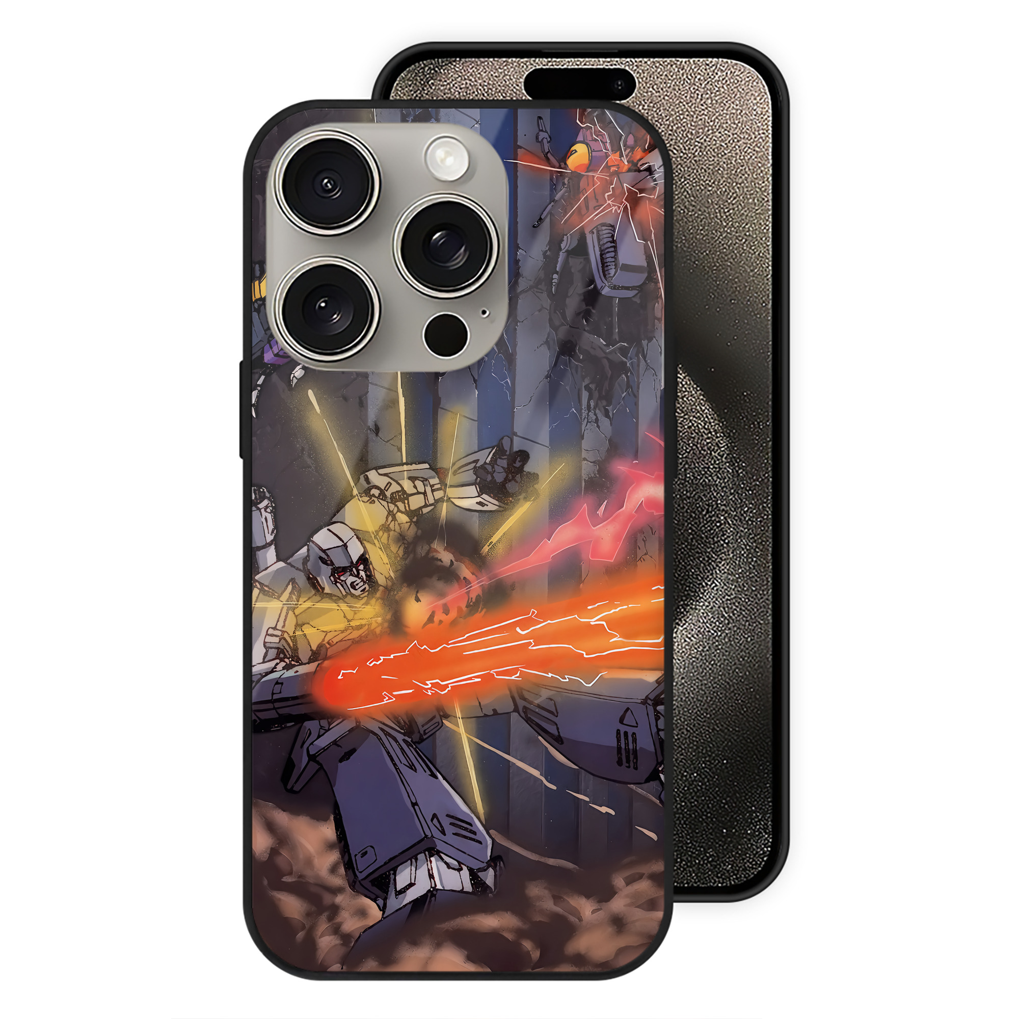 （画像用） Transformers トランスフォーマー 【iPhone15Pro対応】スマホケース 耐衝撃＆黄変防止 背面ガラス