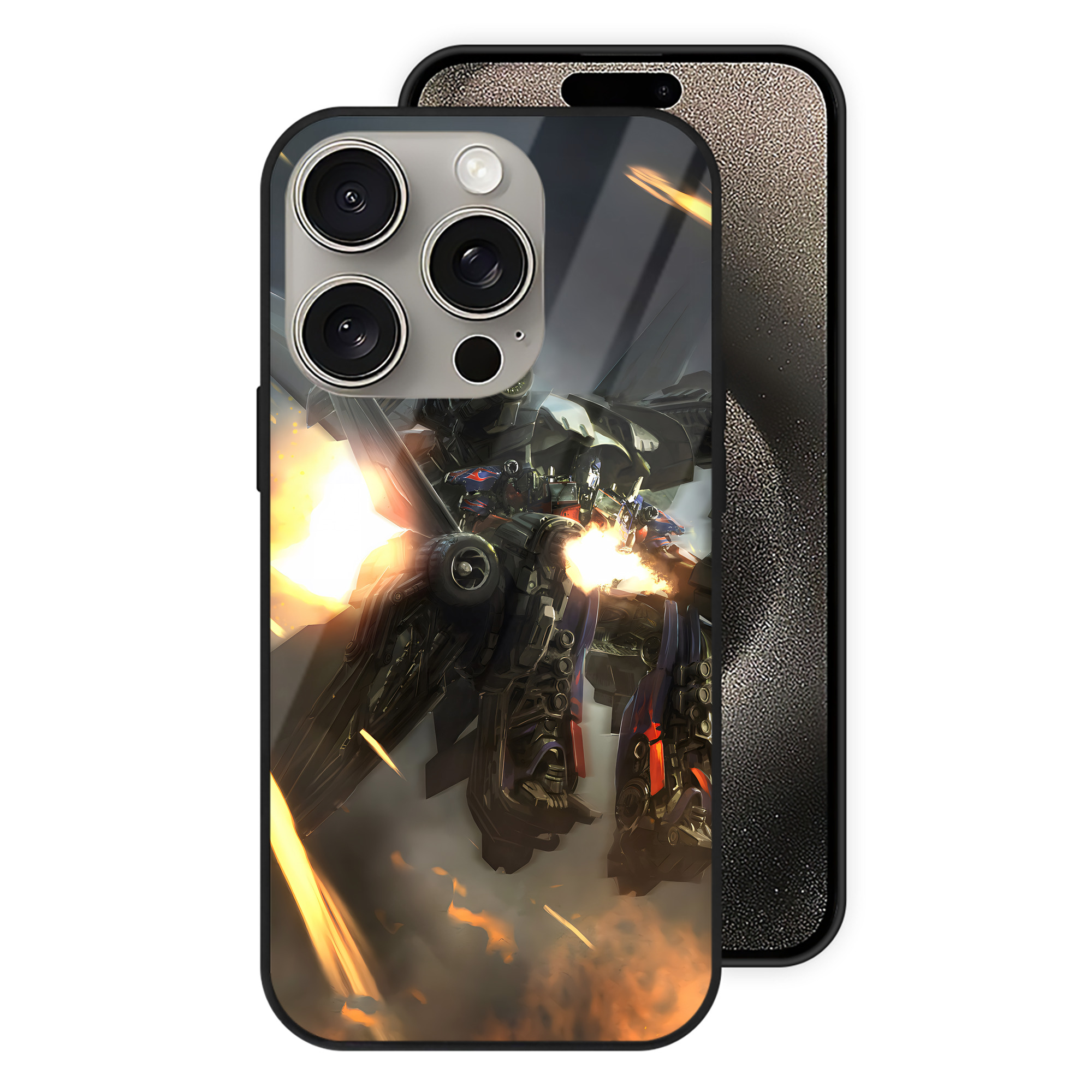 （画像用） Transformers トランスフォーマー 【iPhone15Pro対応】スマホケース 耐衝撃＆黄変防止 背面ガラス
