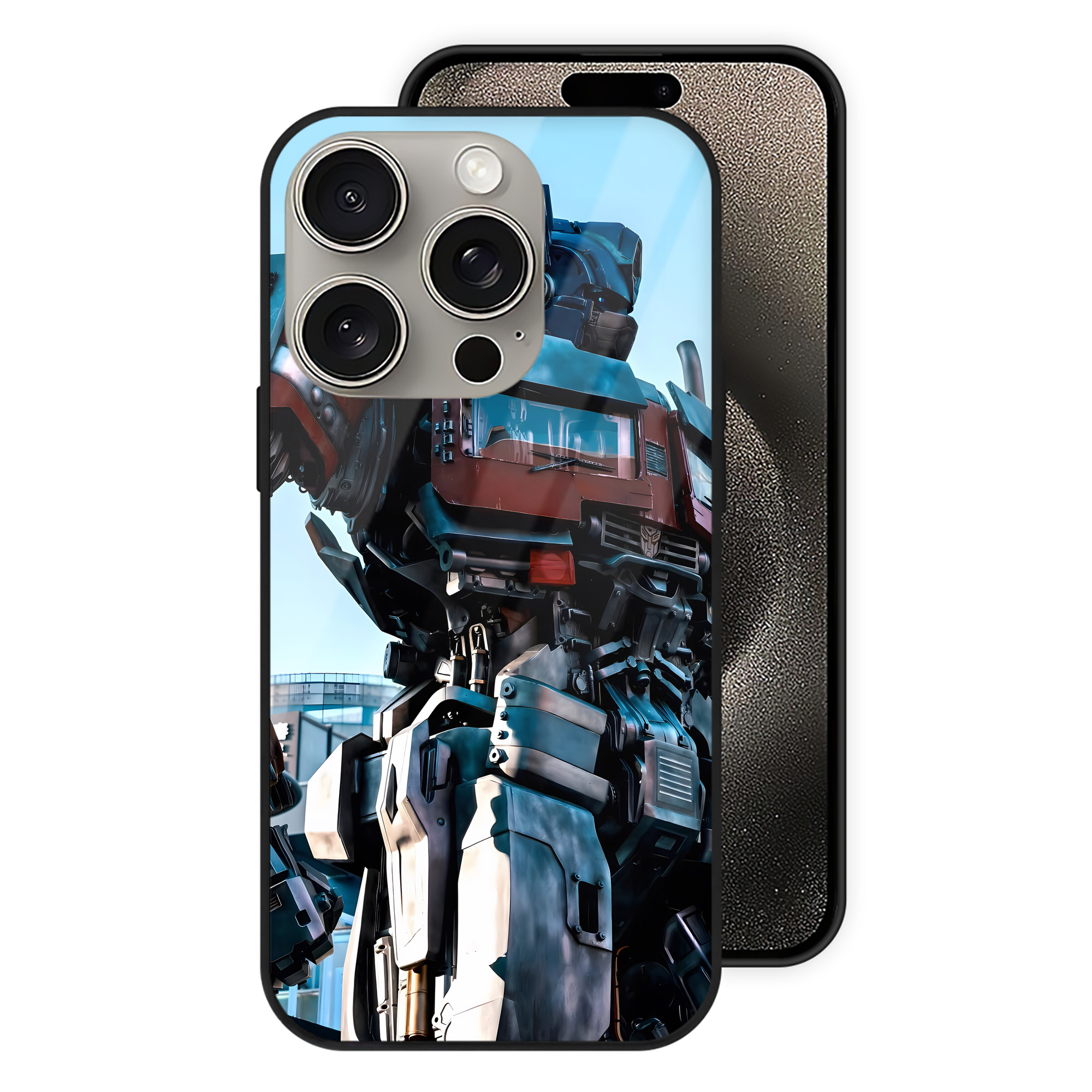 （画像用） Transformers トランスフォーマー 【iPhone15Pro対応】スマホケース 耐衝撃＆黄変防止 背面ガラス