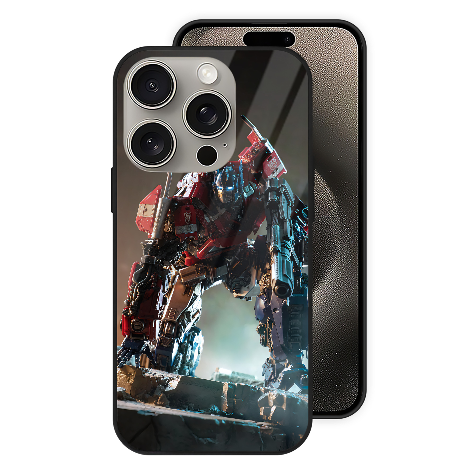 （画像用） Transformers トランスフォーマー 【iPhone15Pro対応】スマホケース 耐衝撃＆黄変防止 背面ガラス