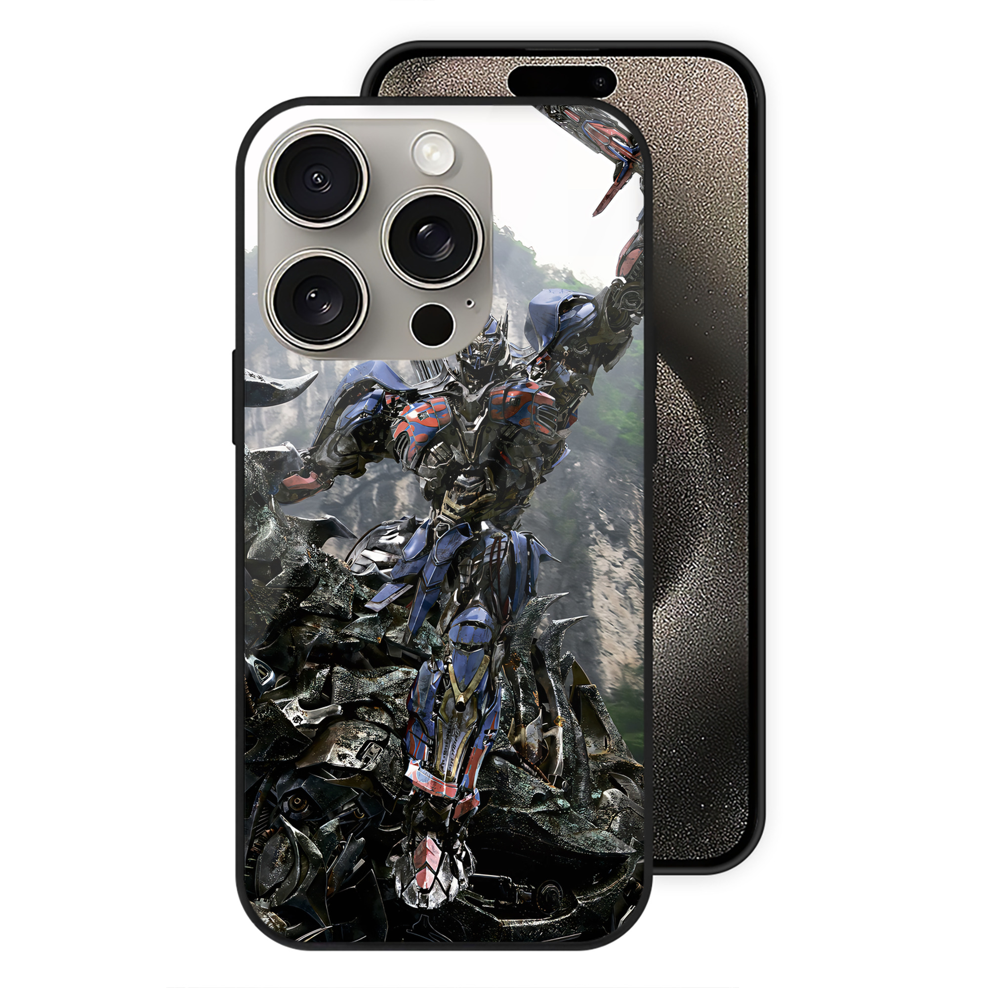 （画像用） Transformers トランスフォーマー 【iPhone15Pro対応】スマホケース 耐衝撃＆黄変防止 背面ガラス