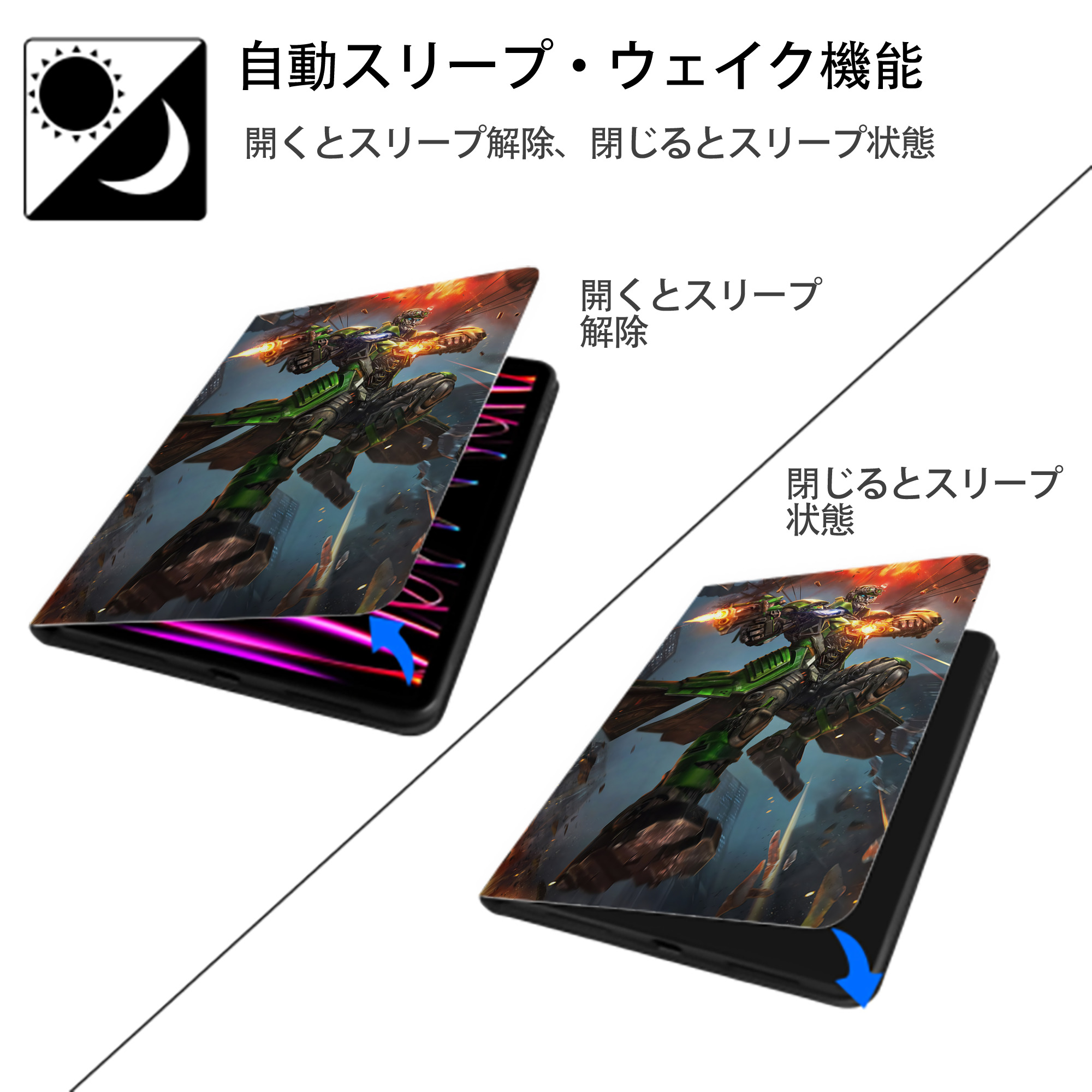 Transformers トランスフォーマー IPad ケース ペン収納付き 三つ折りスタンド PUレザー×シリコン 対応機種9.5/10.5/10.9インチ