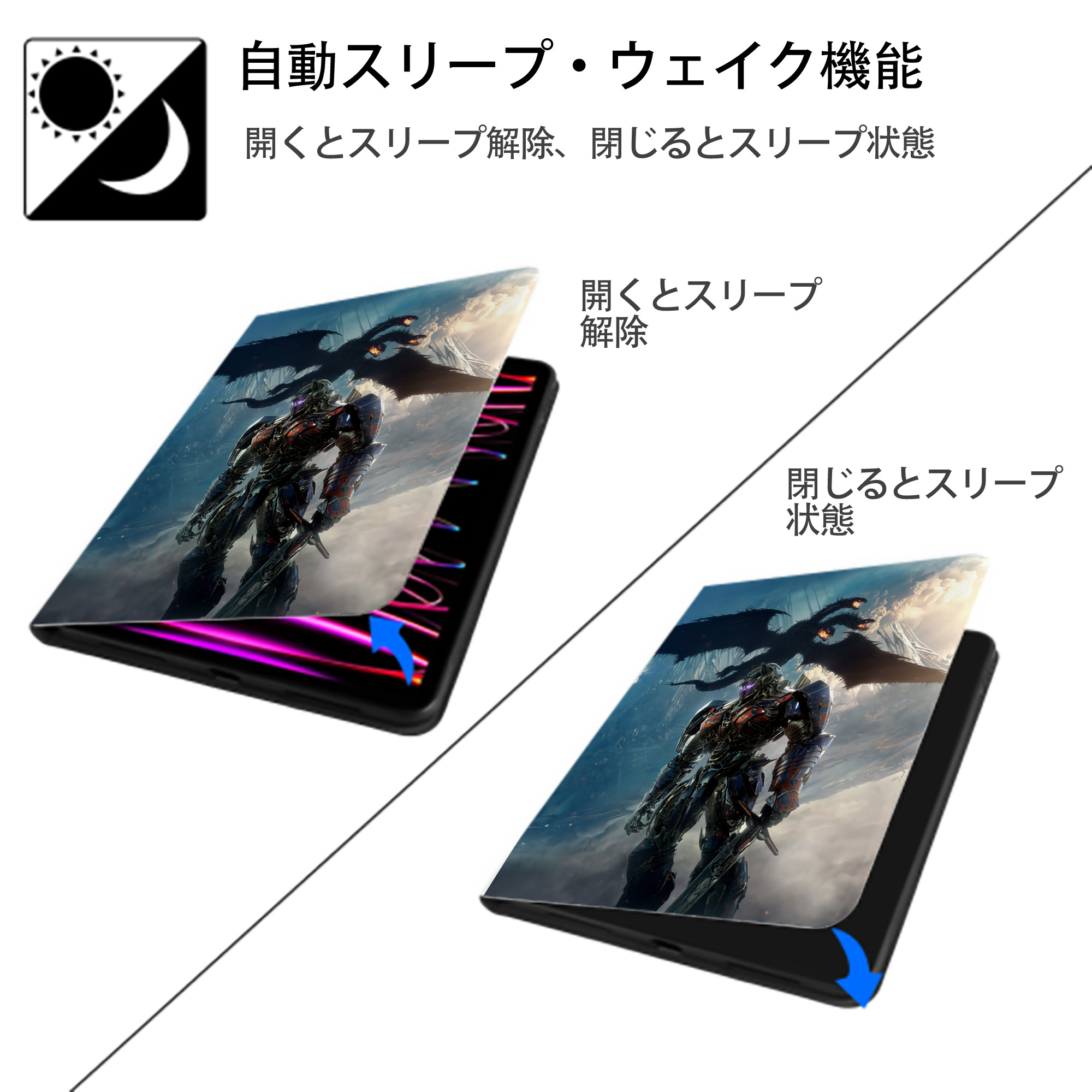Transformers トランスフォーマー IPad ケース ペン収納付き 三つ折りスタンド PUレザー×シリコン 対応機種9.5/10.5/10.9インチ
