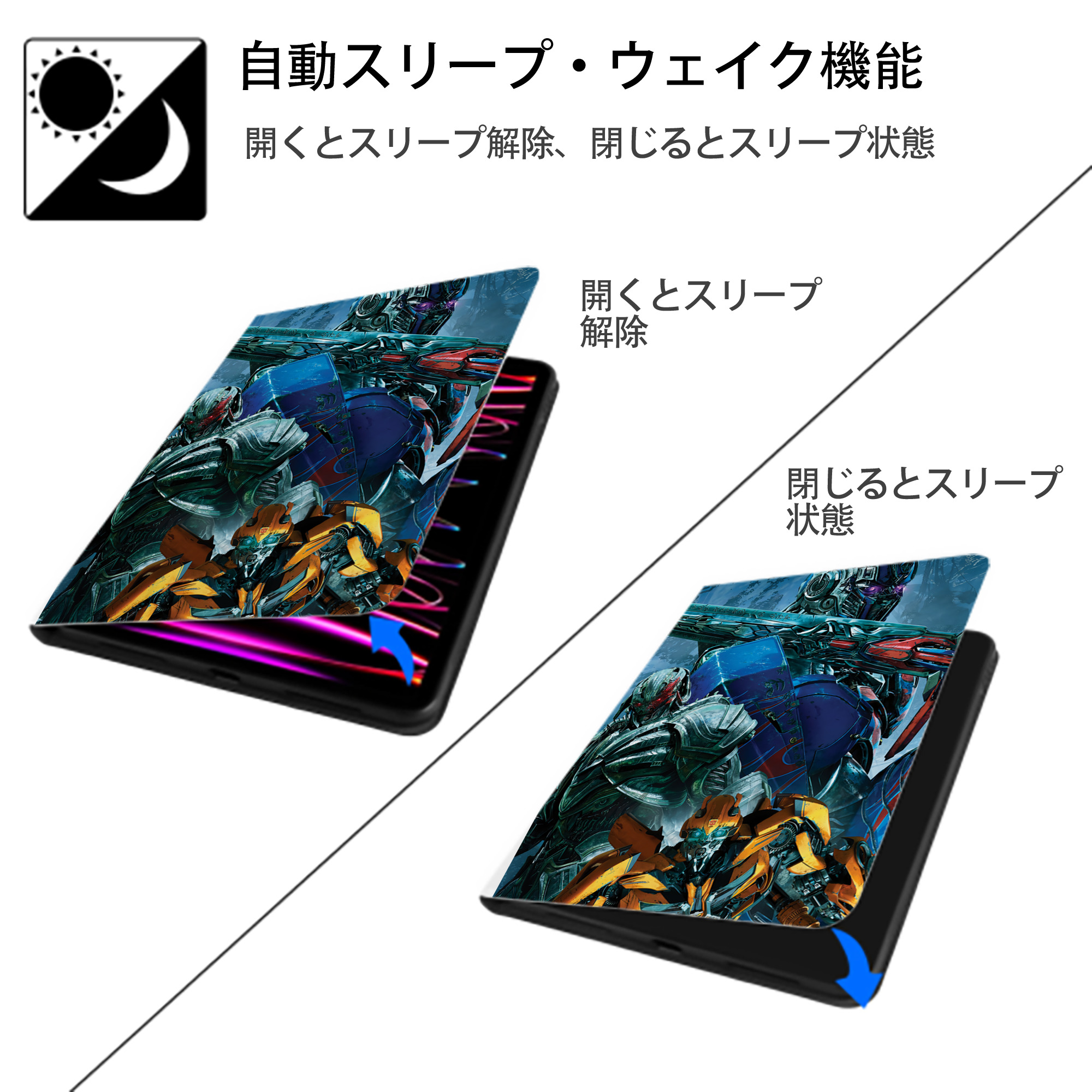Transformers トランスフォーマー IPad ケース ペン収納付き 三つ折りスタンド PUレザー×シリコン 対応機種9.5/10.5/10.9インチ