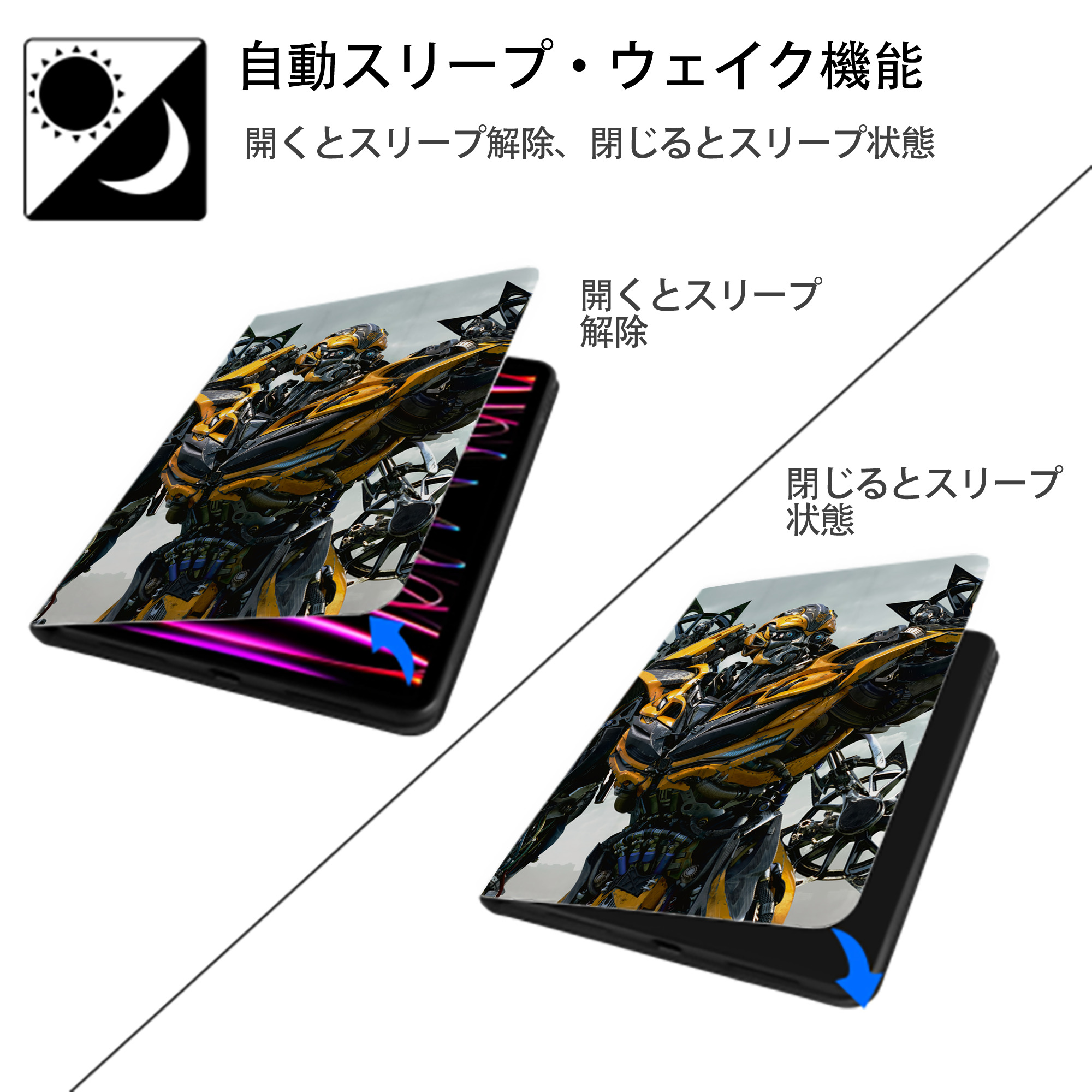Transformers トランスフォーマー IPad ケース ペン収納付き 三つ折りスタンド PUレザー×シリコン 対応機種9.5/10.5/10.9インチ