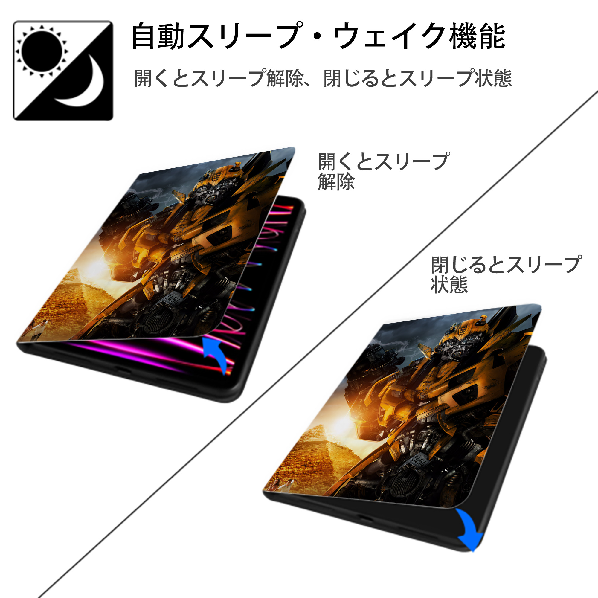 Transformers トランスフォーマー IPad ケース ペン収納付き 三つ折りスタンド PUレザー×シリコン 対応機種9.5/10.5/10.9インチ