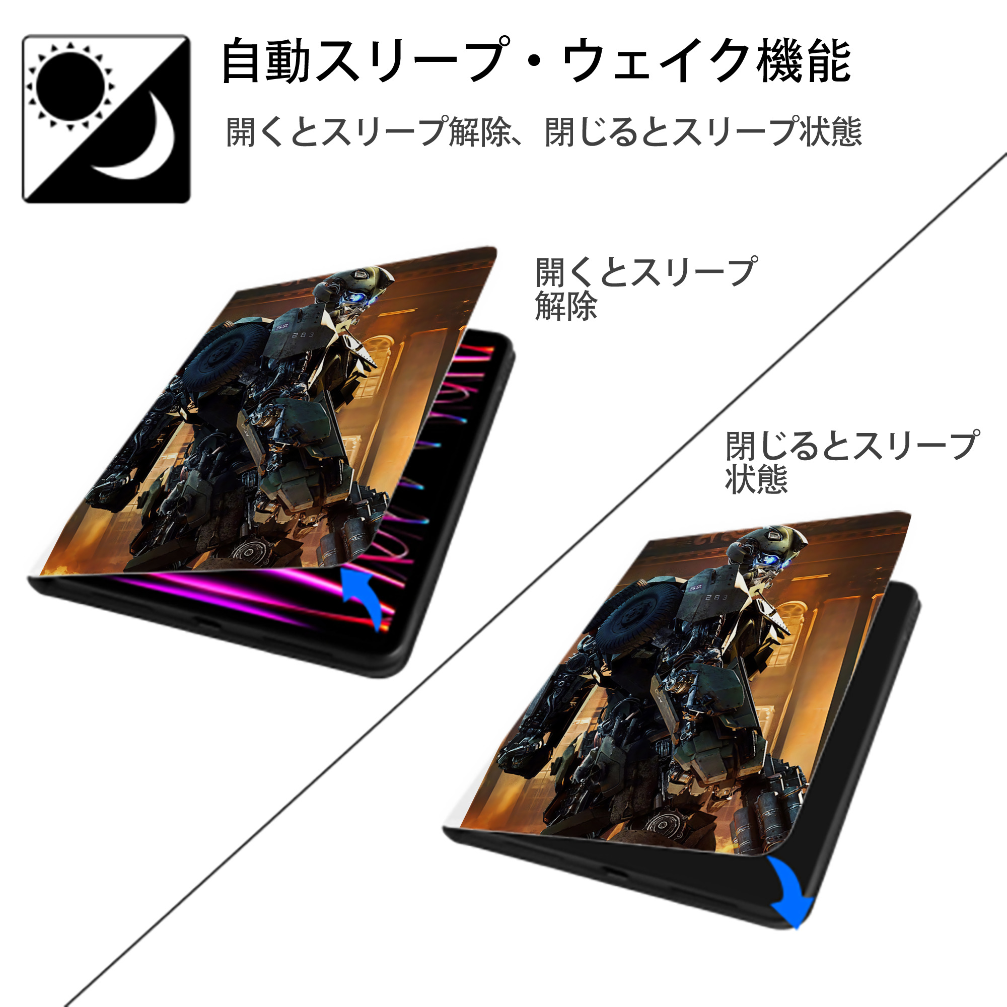 Transformers トランスフォーマー IPad ケース ペン収納付き 三つ折りスタンド PUレザー×シリコン 対応機種9.5/10.5/10.9インチ