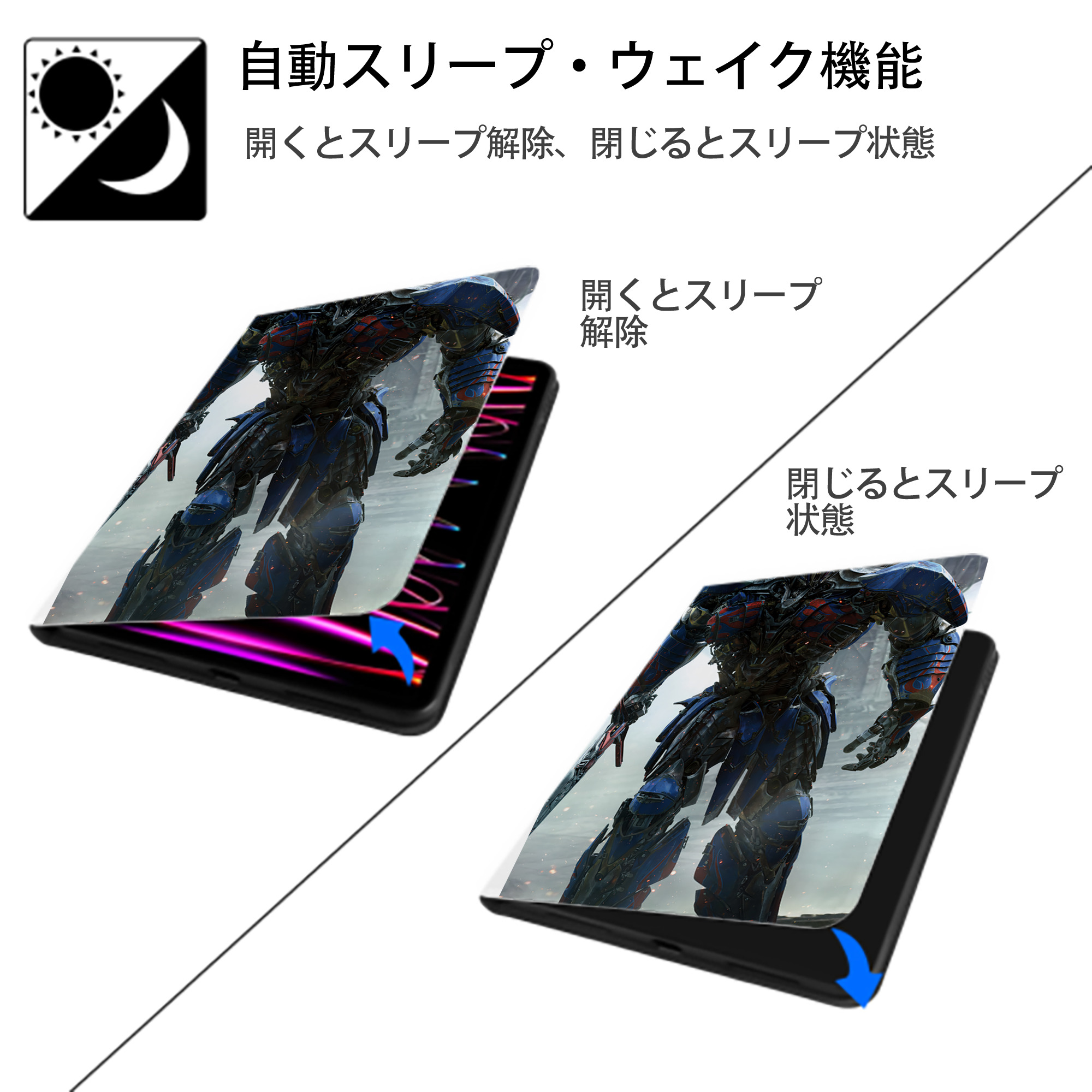 Transformers トランスフォーマー IPad ケース ペン収納付き 三つ折りスタンド PUレザー×シリコン 対応機種9.5/10.5/10.9インチ