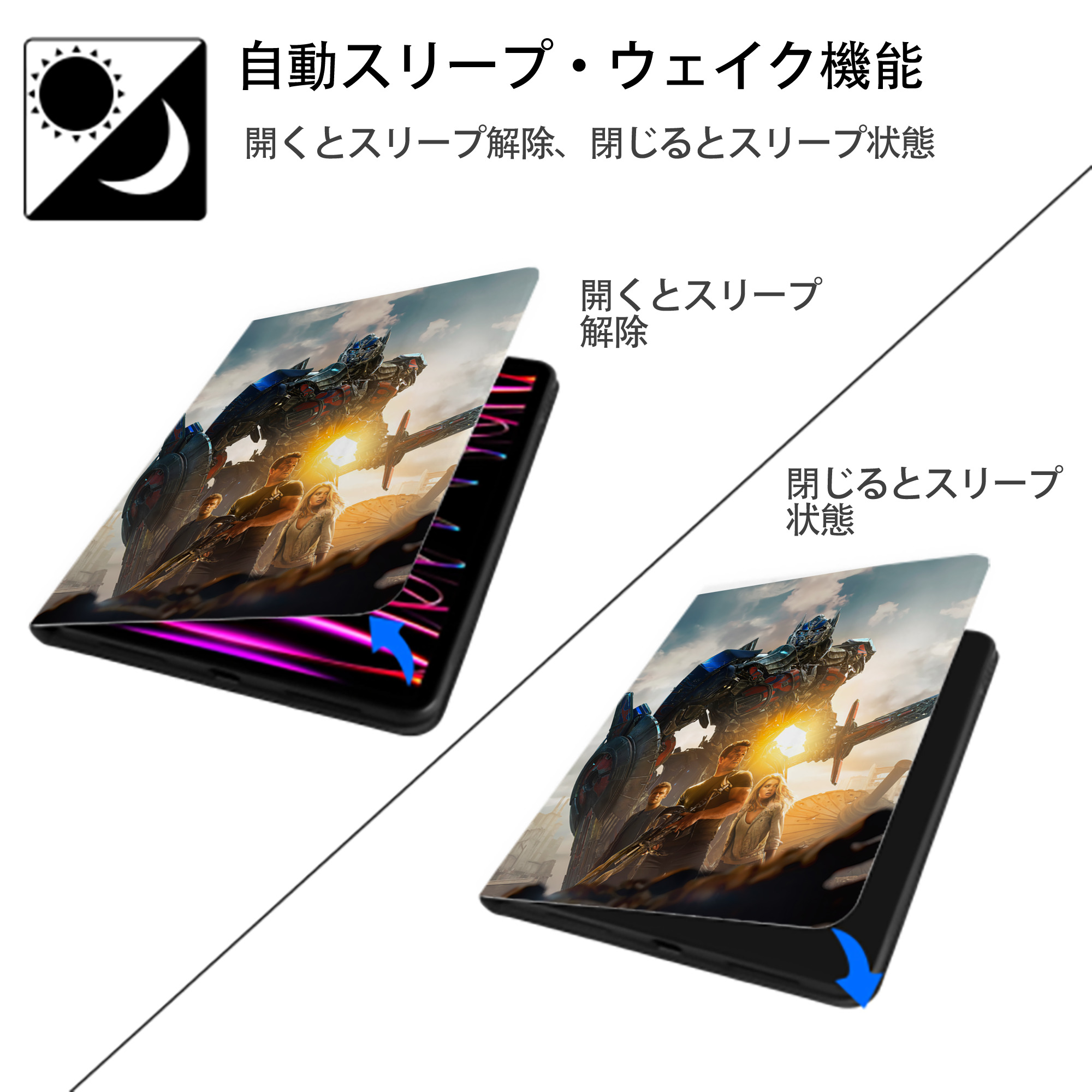 Transformers トランスフォーマー IPad ケース ペン収納付き 三つ折りスタンド PUレザー×シリコン 対応機種9.5/10.5/10.9インチ