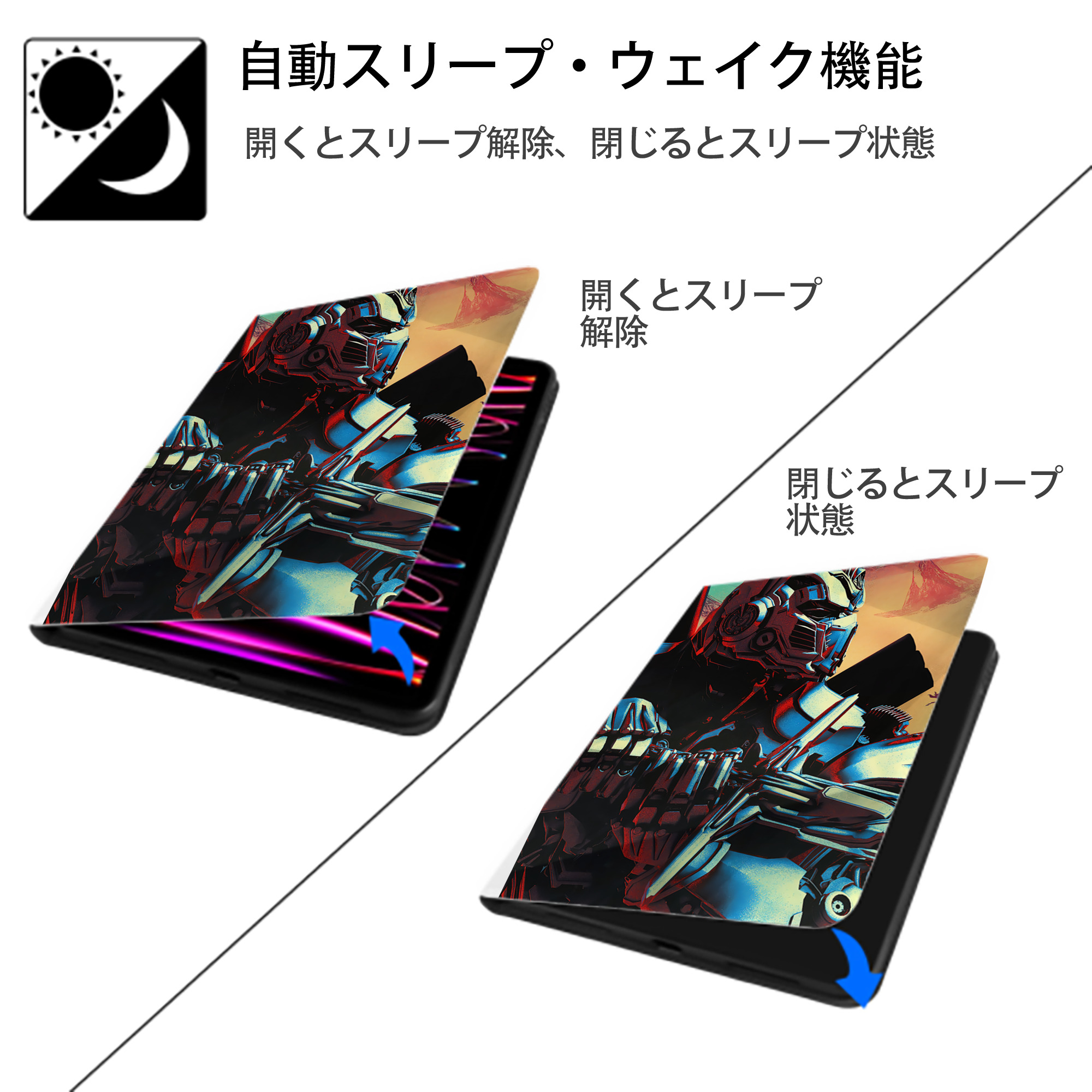 Transformers トランスフォーマー IPad ケース ペン収納付き 三つ折りスタンド PUレザー×シリコン 対応機種9.5/10.5/10.9インチ