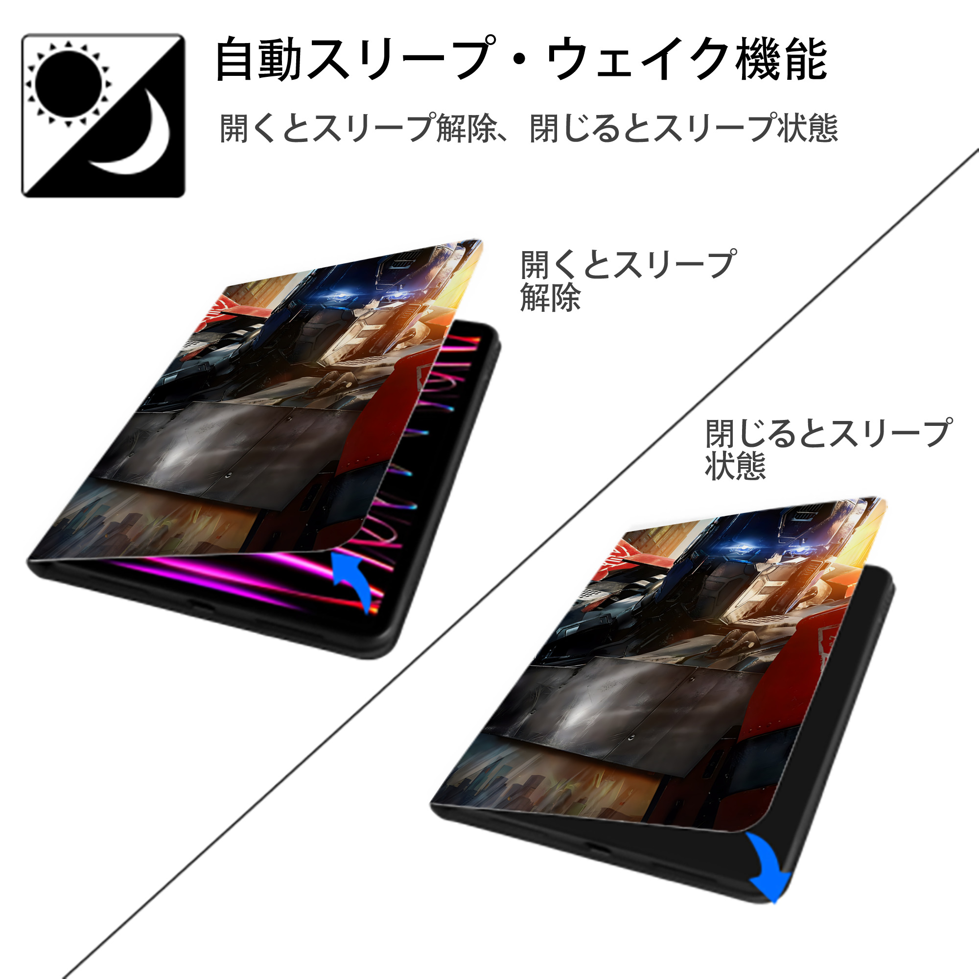 Transformers トランスフォーマー IPad ケース ペン収納付き 三つ折りスタンド PUレザー×シリコン 対応機種9.5/10.5/10.9インチ