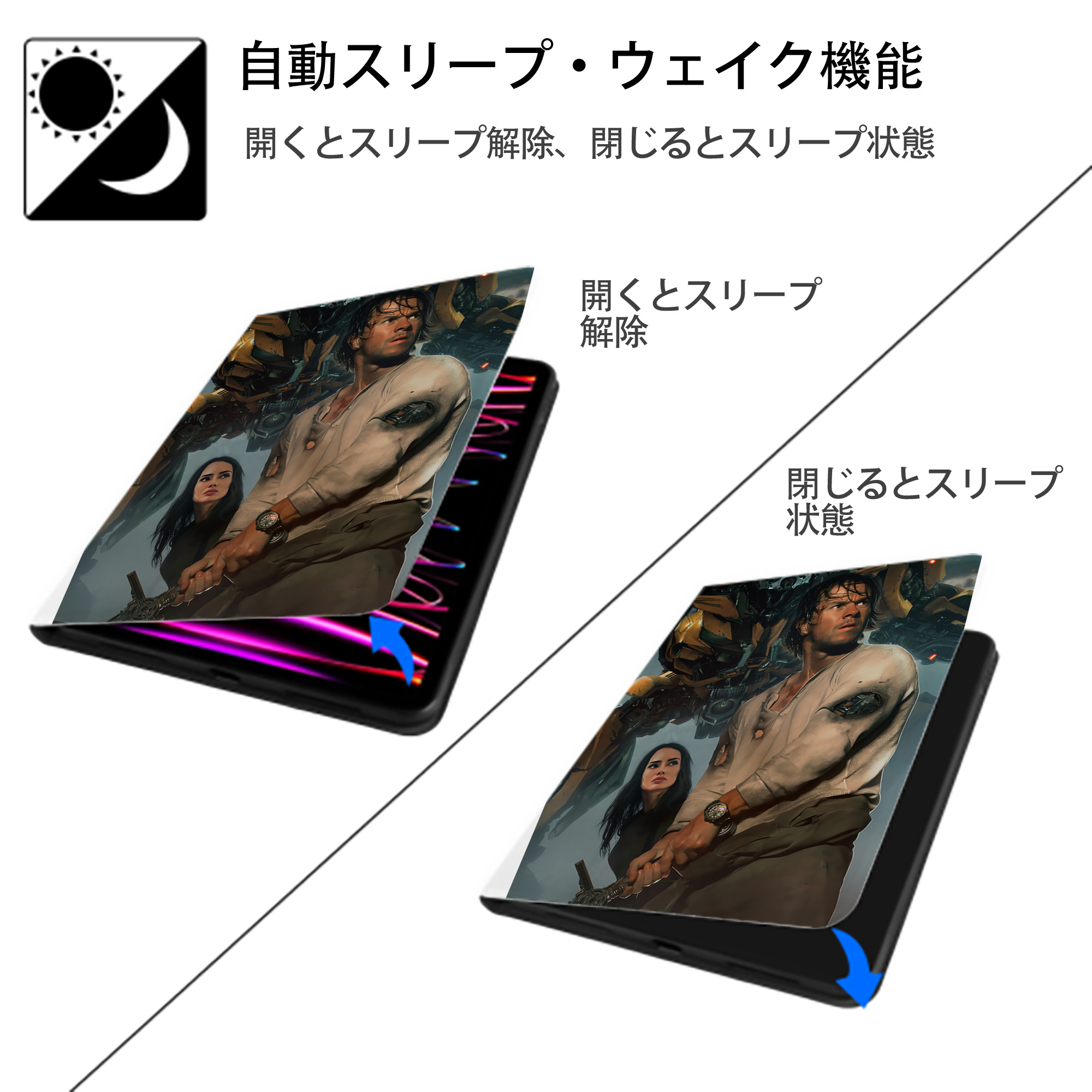 Transformers トランスフォーマー IPad ケース ペン収納付き 三つ折りスタンド PUレザー×シリコン 対応機種9.5/10.5/10.9インチ