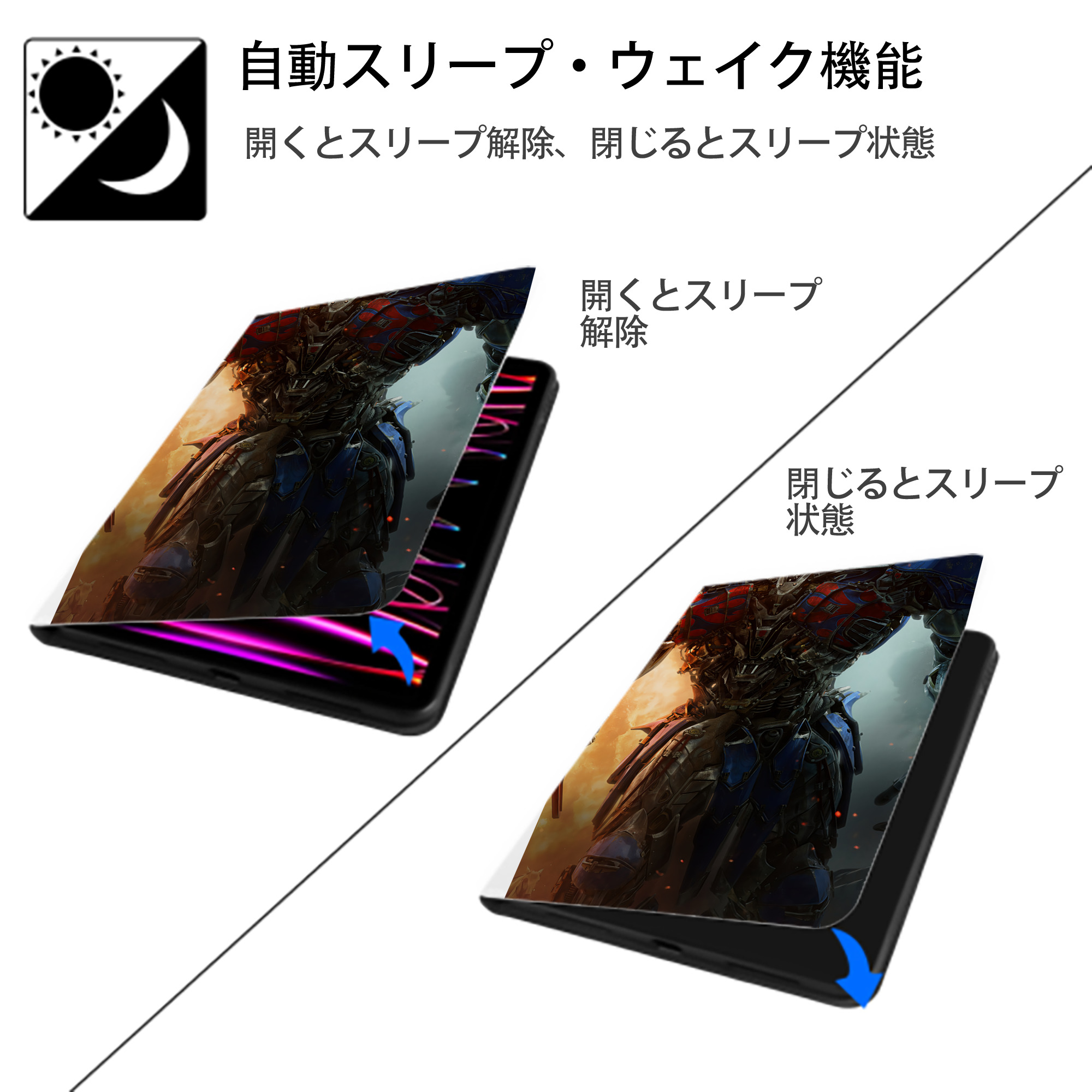 Transformers トランスフォーマー IPad ケース ペン収納付き 三つ折りスタンド PUレザー×シリコン 対応機種9.5/10.5/10.9インチ