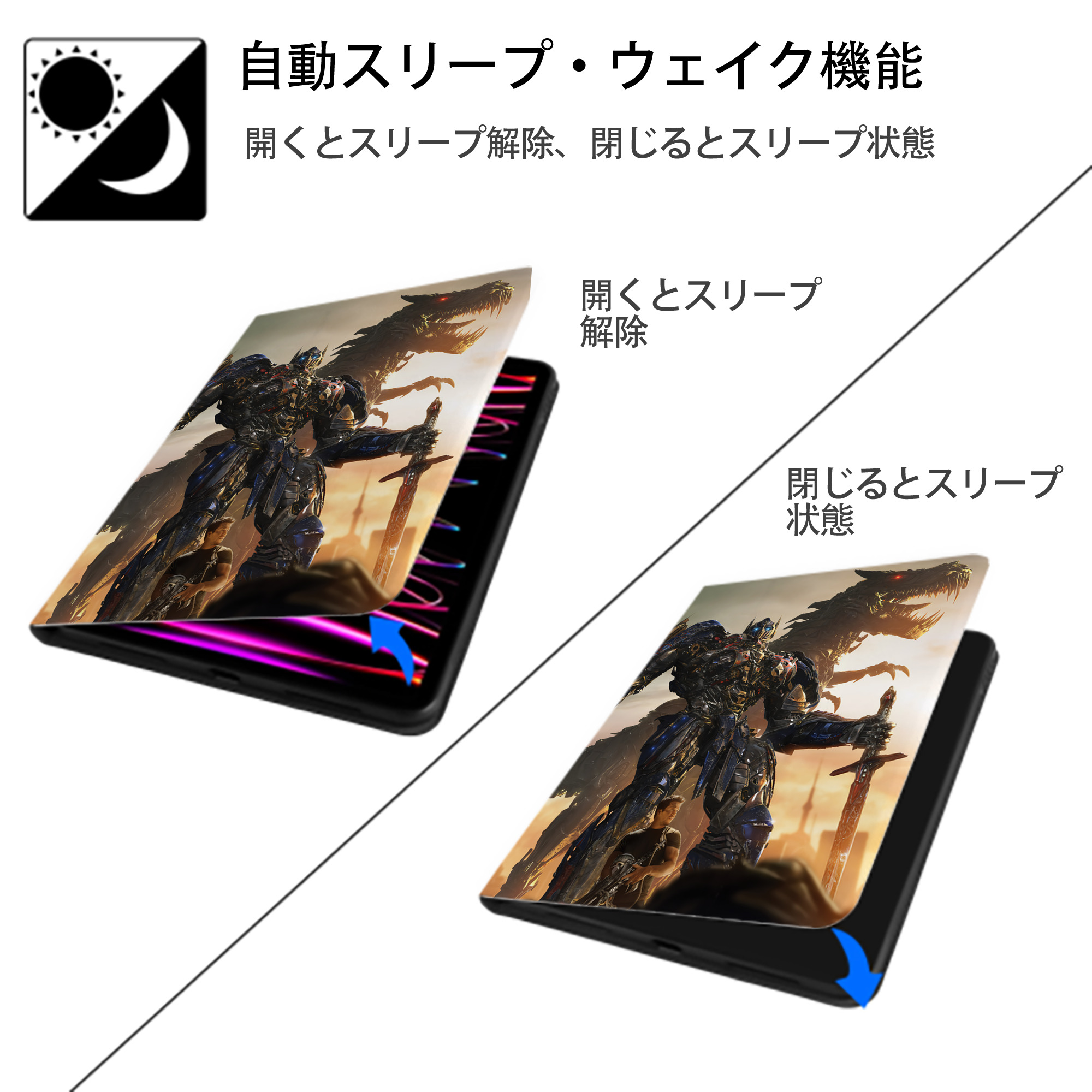 Transformers トランスフォーマー IPad ケース ペン収納付き 三つ折りスタンド PUレザー×シリコン 対応機種9.5/10.5/10.9インチ
