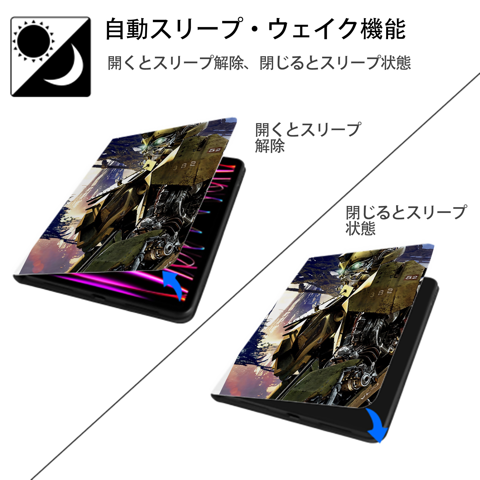 Transformers トランスフォーマー IPad ケース ペン収納付き 三つ折りスタンド PUレザー×シリコン 対応機種9.5/10.5/10.9インチ