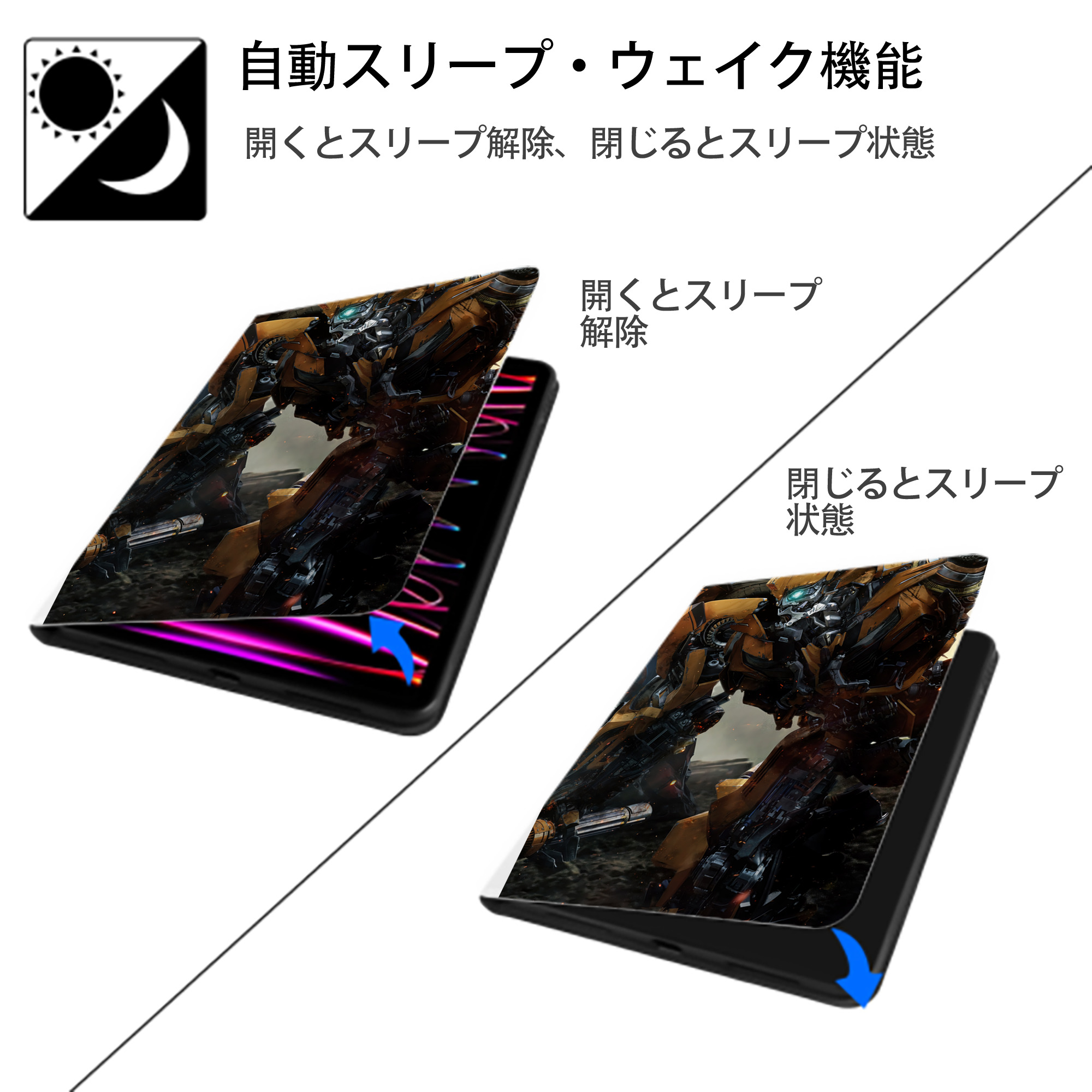 Transformers トランスフォーマー IPad ケース ペン収納付き 三つ折りスタンド PUレザー×シリコン 対応機種9.5/10.5/10.9インチ