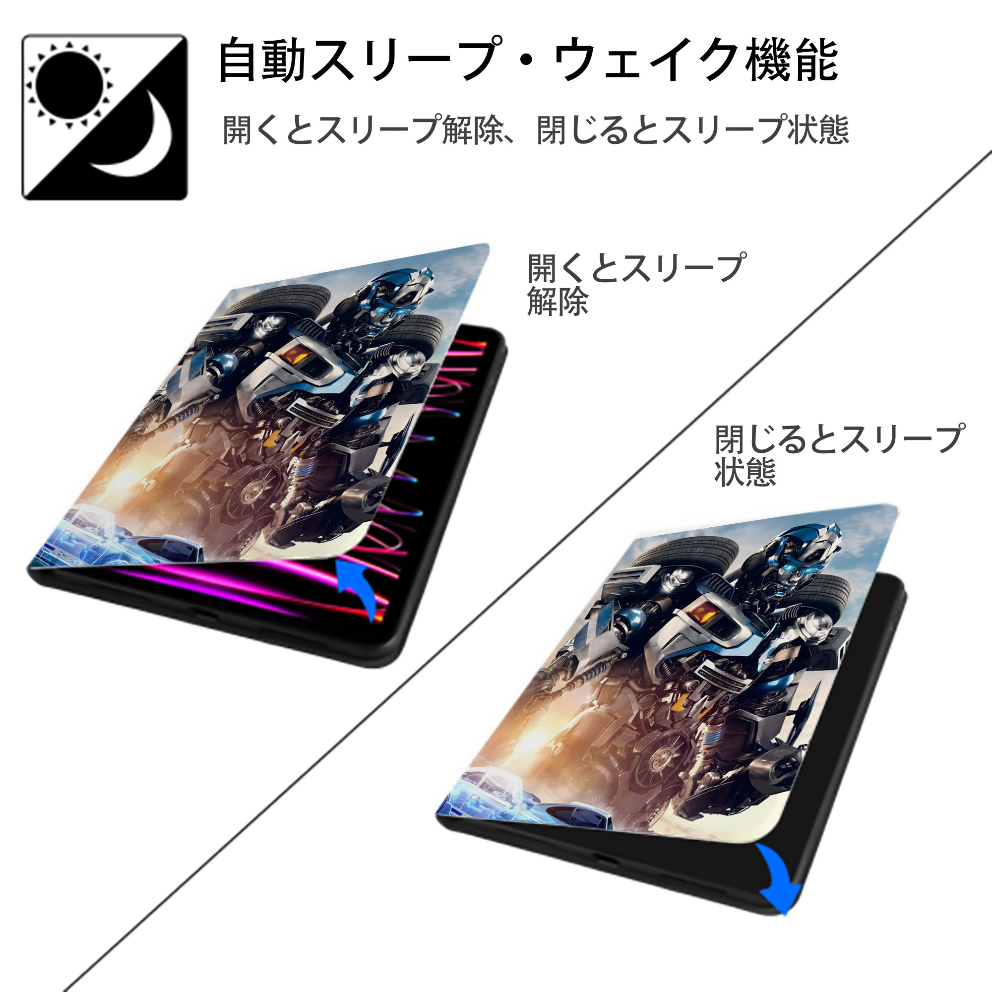 Transformers トランスフォーマー IPad ケース ペン収納付き 三つ折りスタンド PUレザー×シリコン 対応機種9.5/10.5/10.9インチ