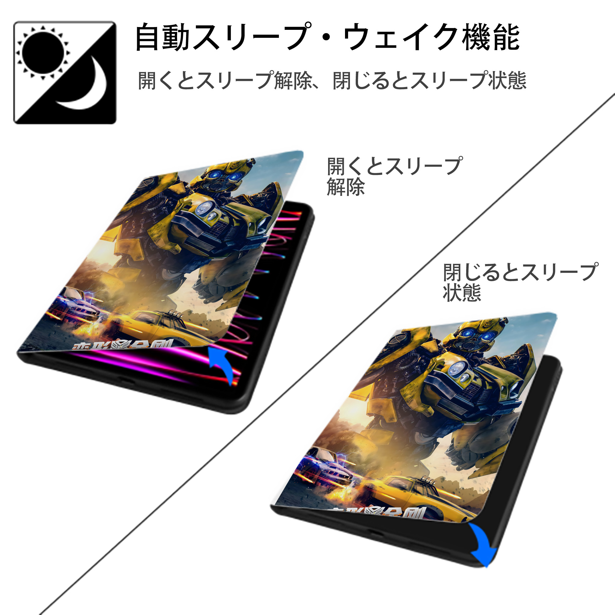 Transformers トランスフォーマー IPad ケース ペン収納付き 三つ折りスタンド PUレザー×シリコン 対応機種9.5/10.5/10.9インチ