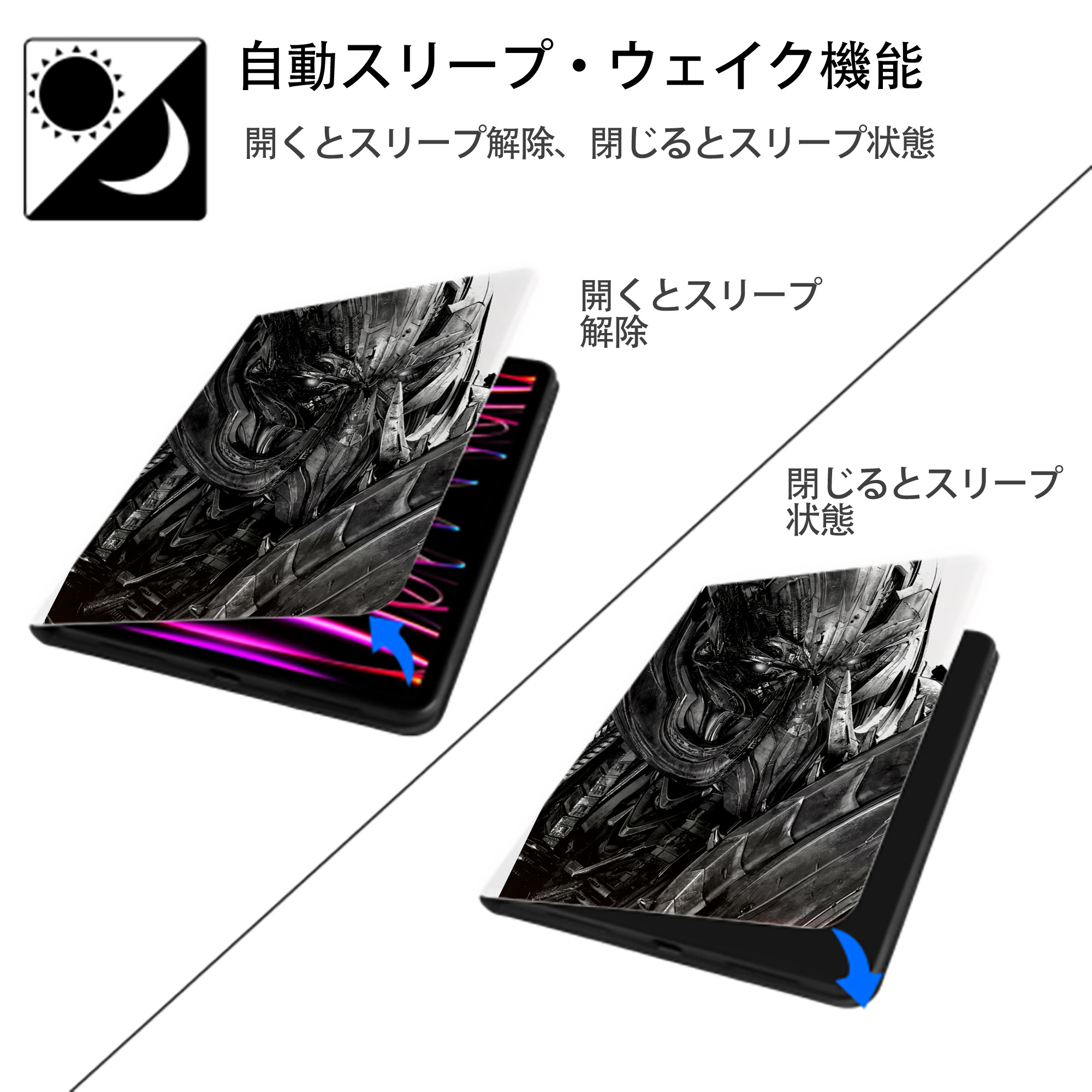 Transformers トランスフォーマー IPad ケース ペン収納付き 三つ折りスタンド PUレザー×シリコン 対応機種9.5/10.5/10.9インチ
