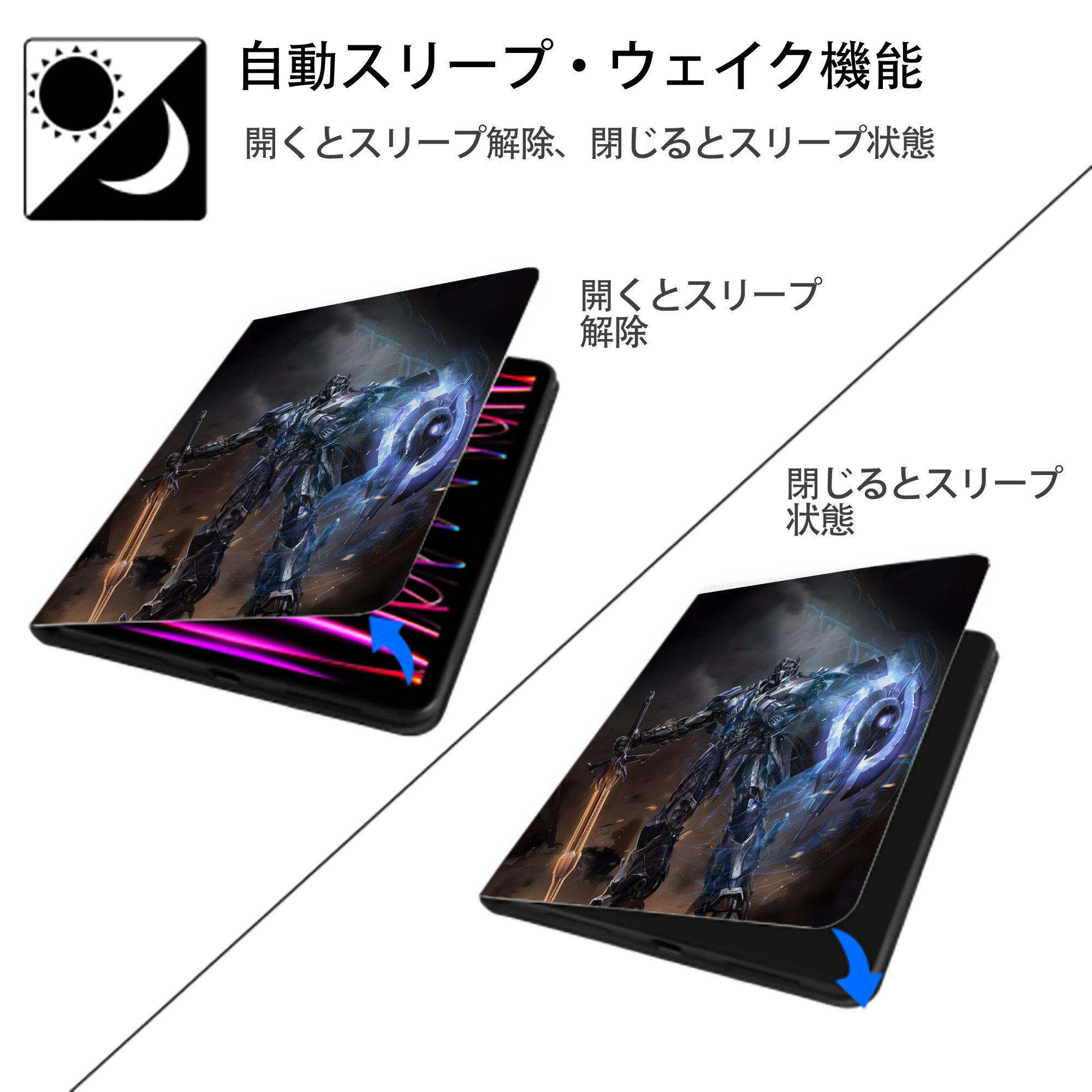 Transformers トランスフォーマー IPad ケース ペン収納付き 三つ折りスタンド PUレザー×シリコン 対応機種9.5/10.5/10.9インチ