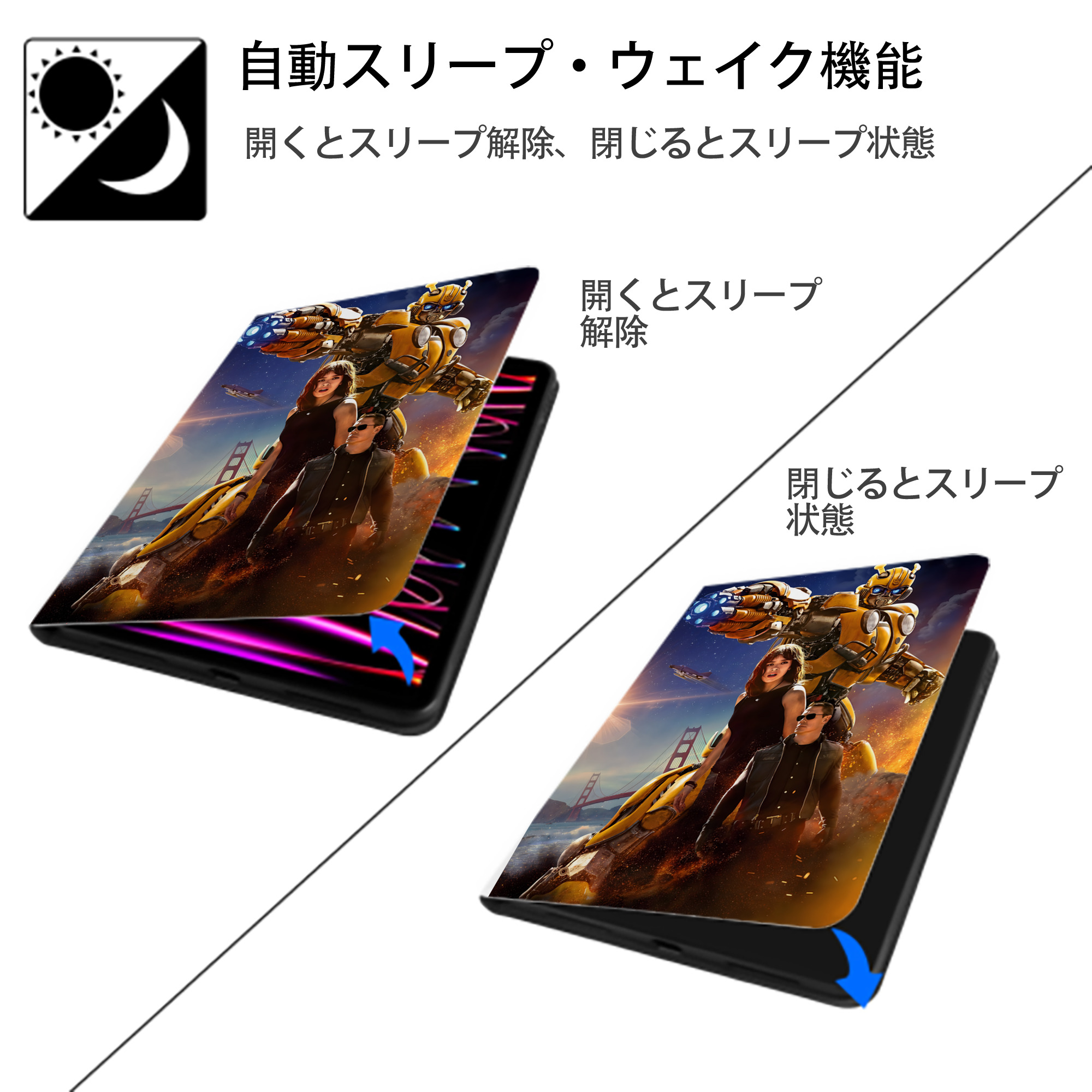 Transformers トランスフォーマー IPad ケース ペン収納付き 三つ折りスタンド PUレザー×シリコン 対応機種9.5/10.5/10.9インチ