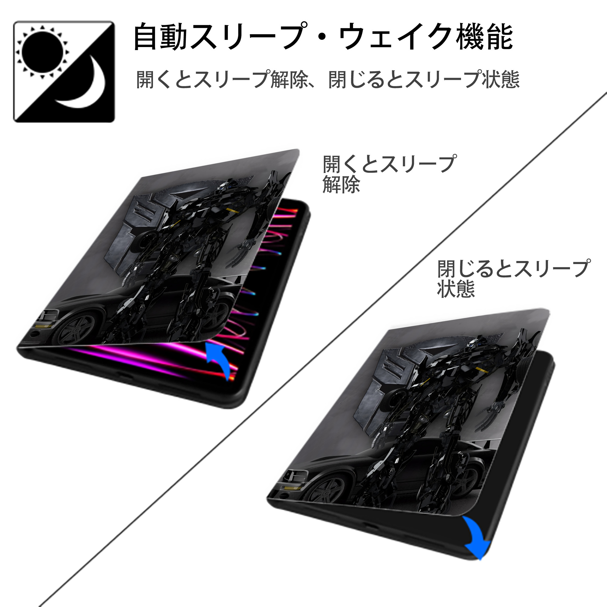Transformers トランスフォーマー IPad ケース ペン収納付き 三つ折りスタンド PUレザー×シリコン 対応機種9.5/10.5/10.9インチ