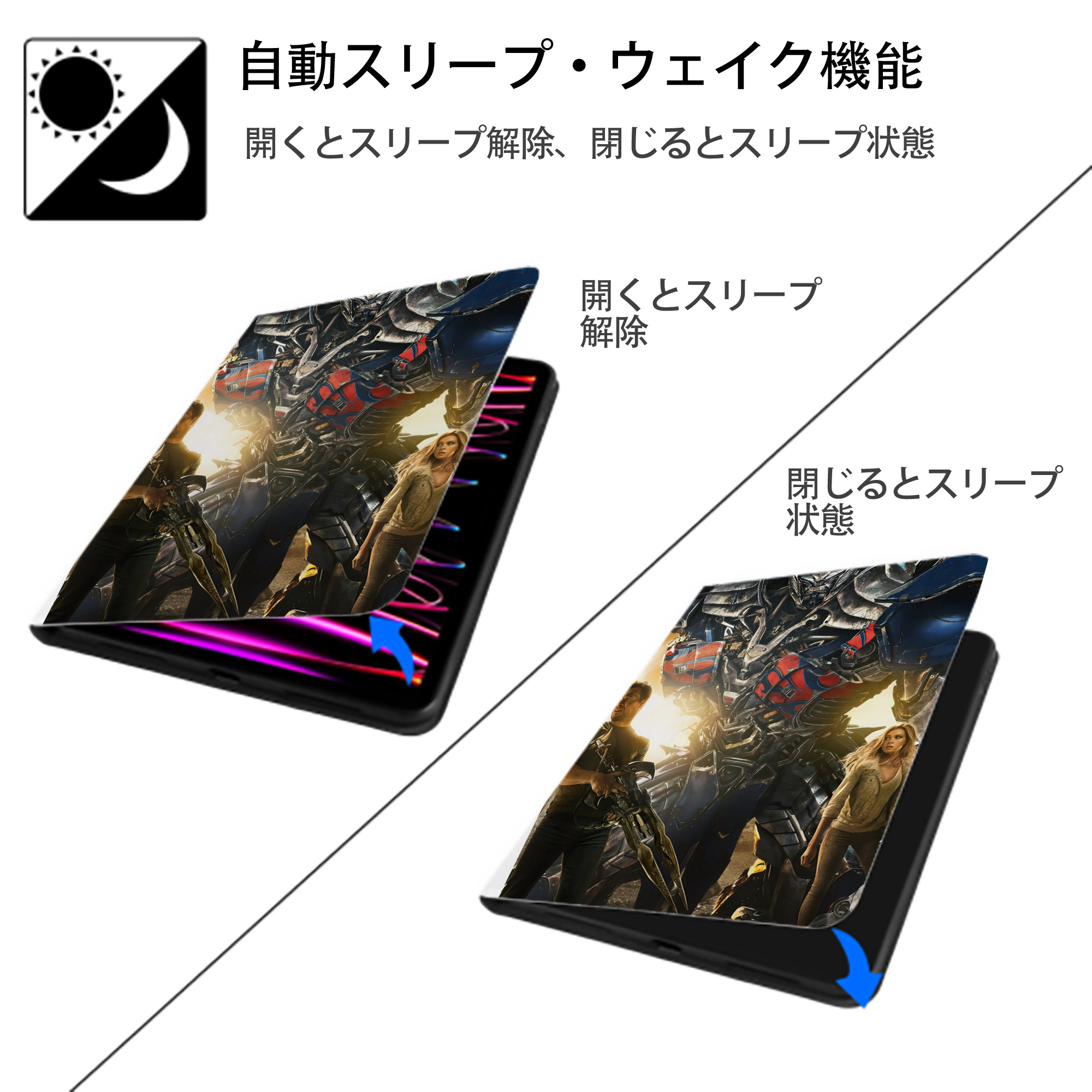 Transformers トランスフォーマー IPad ケース ペン収納付き 三つ折りスタンド PUレザー×シリコン 対応機種9.5/10.5/10.9インチ