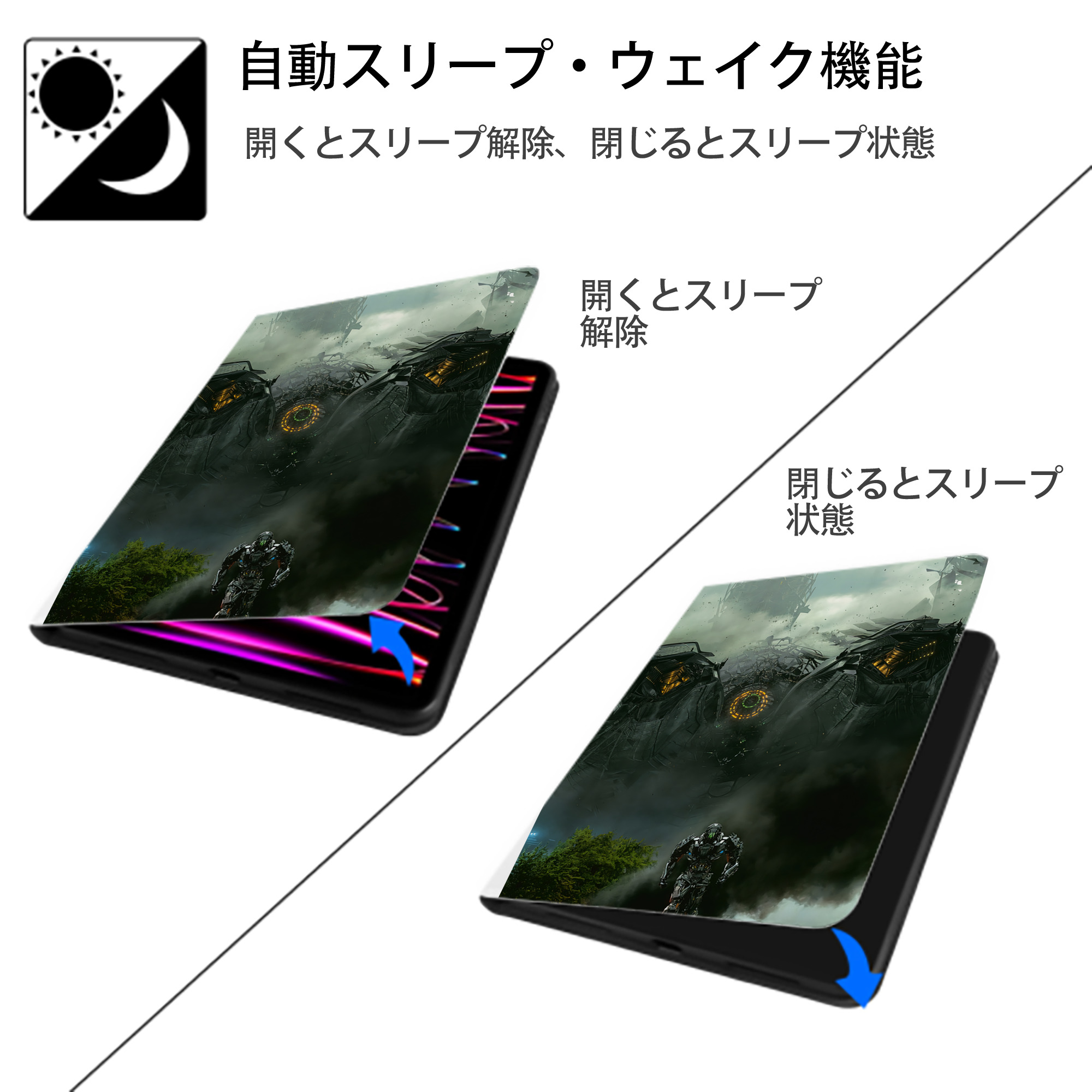 Transformers トランスフォーマー IPad ケース ペン収納付き 三つ折りスタンド PUレザー×シリコン 対応機種9.5/10.5/10.9インチ