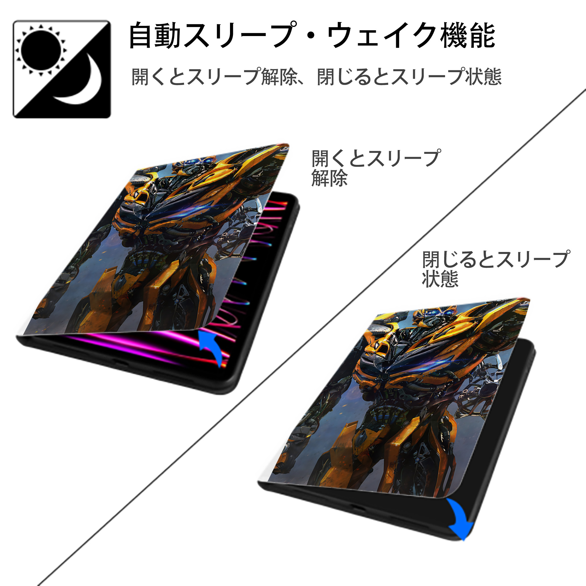 Transformers トランスフォーマー IPad ケース ペン収納付き 三つ折りスタンド PUレザー×シリコン 対応機種9.5/10.5/10.9インチ
