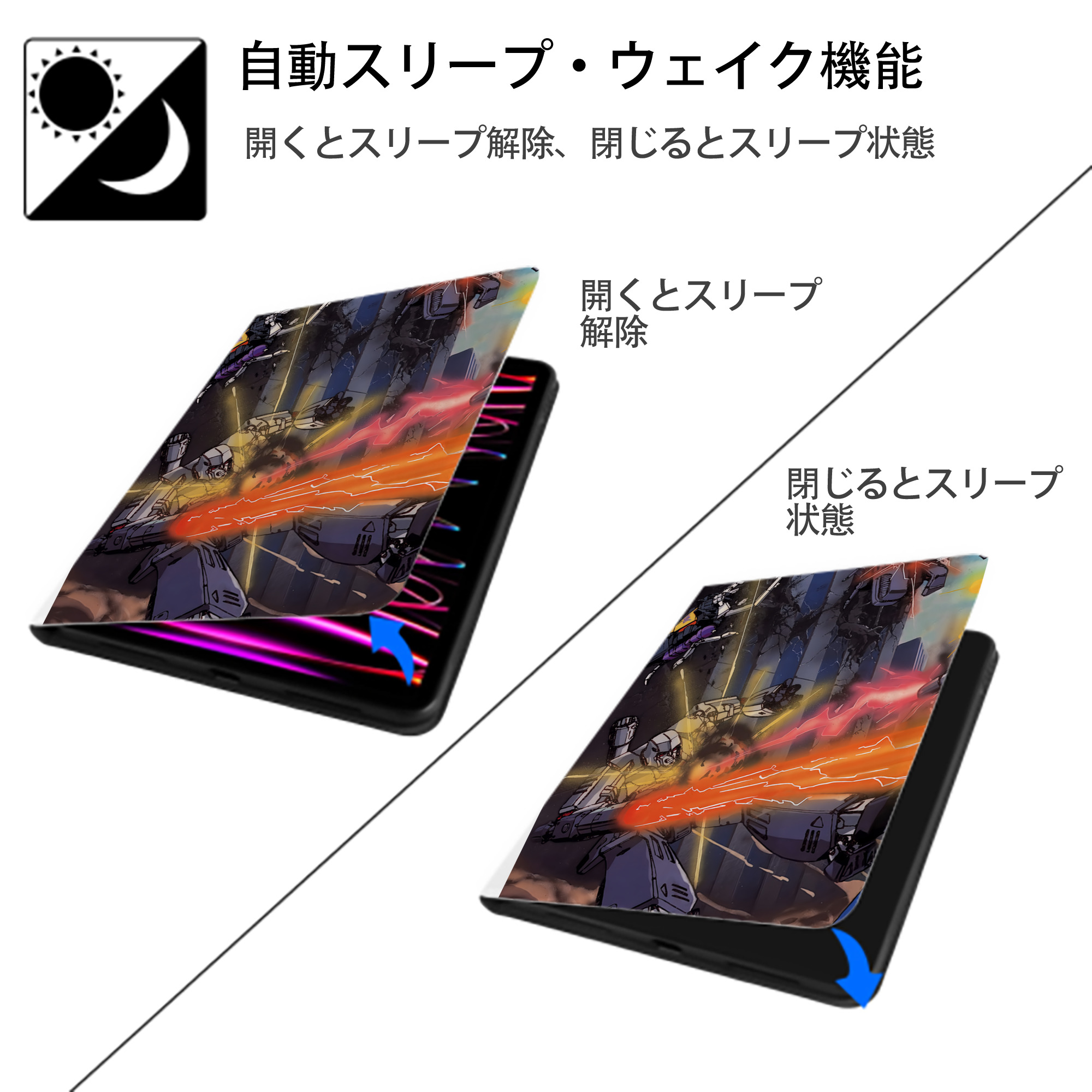 Transformers トランスフォーマー IPad ケース ペン収納付き 三つ折りスタンド PUレザー×シリコン 対応機種9.5/10.5/10.9インチ