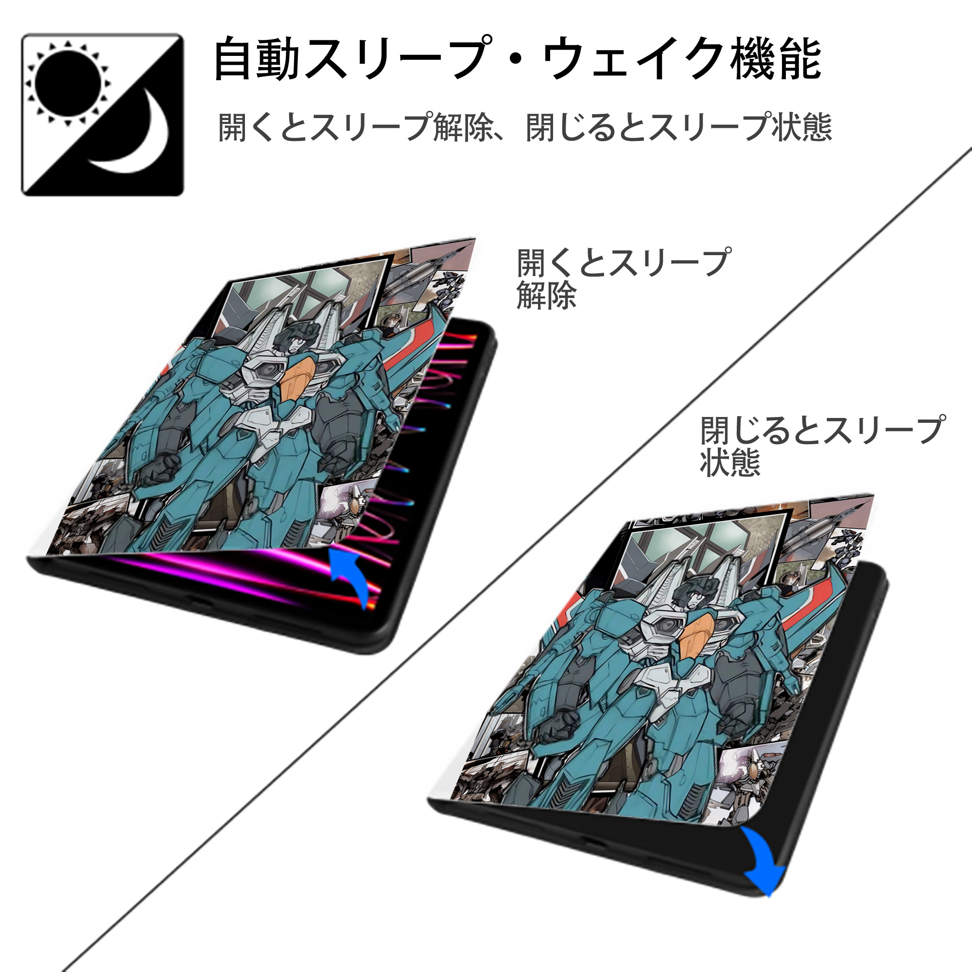 Transformers トランスフォーマー IPad ケース ペン収納付き 三つ折りスタンド PUレザー×シリコン 対応機種9.5/10.5/10.9インチ