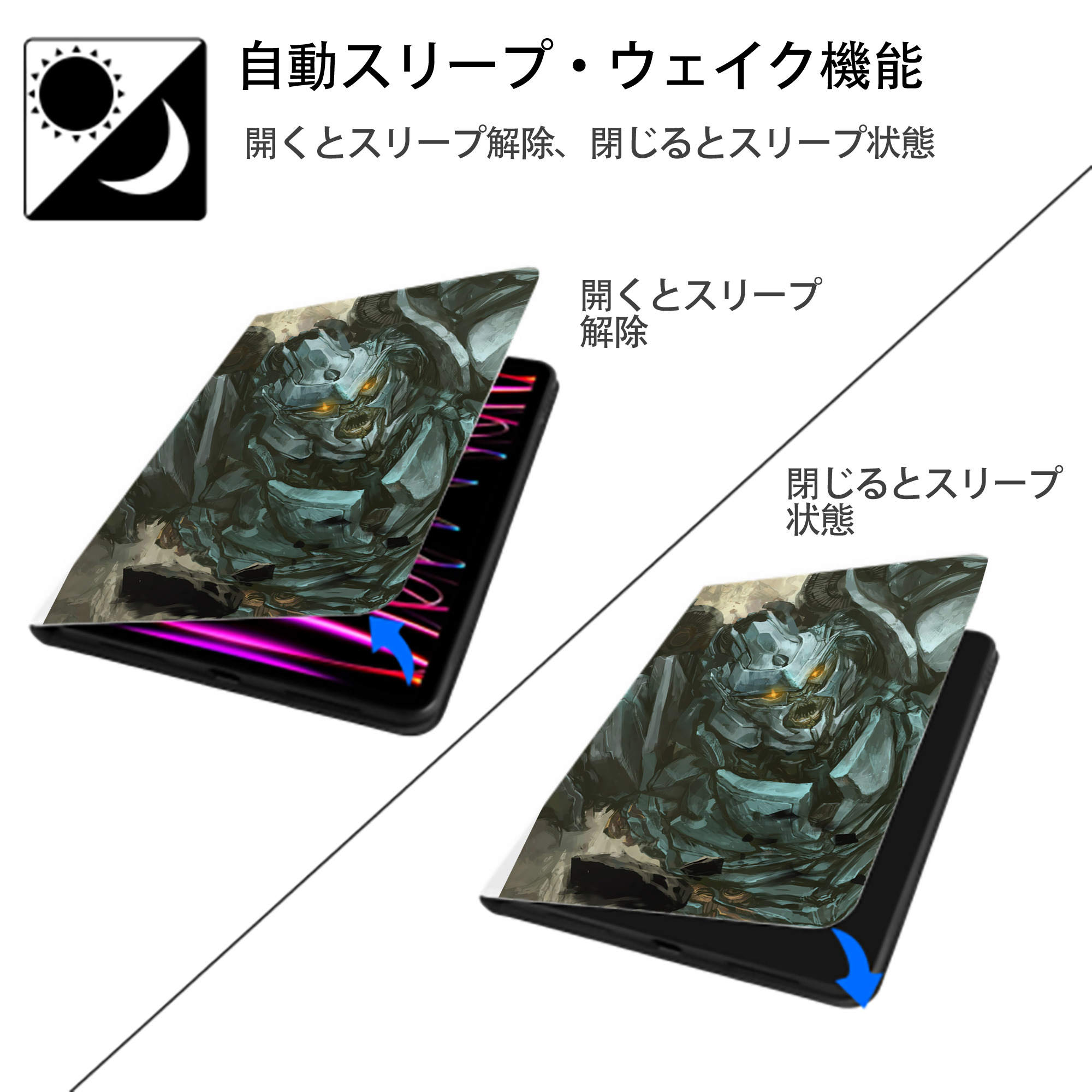 Transformers トランスフォーマー IPad ケース ペン収納付き 三つ折りスタンド PUレザー×シリコン 対応機種9.5/10.5/10.9インチ