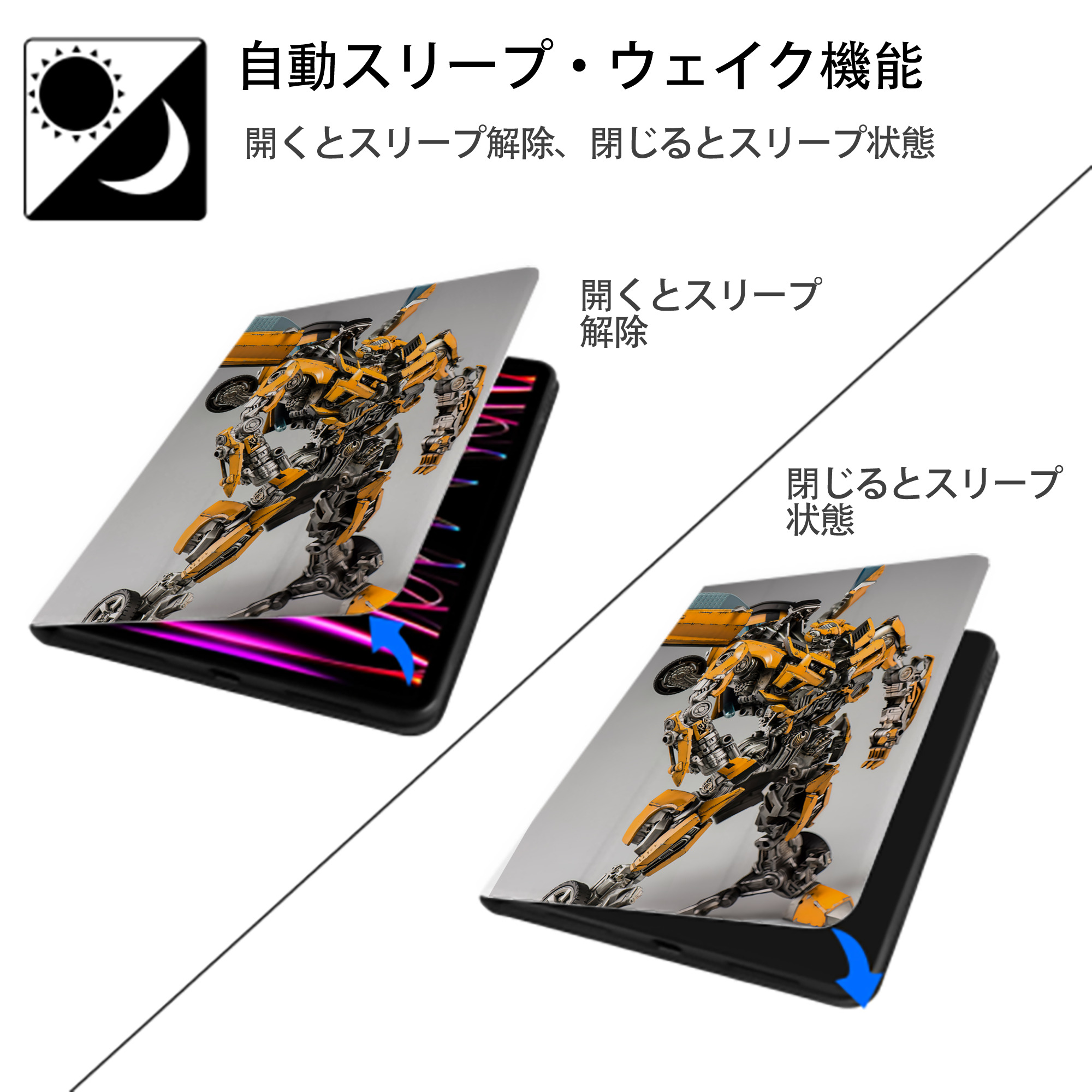 Transformers トランスフォーマー IPad ケース ペン収納付き 三つ折りスタンド PUレザー×シリコン 対応機種9.5/10.5/10.9インチ