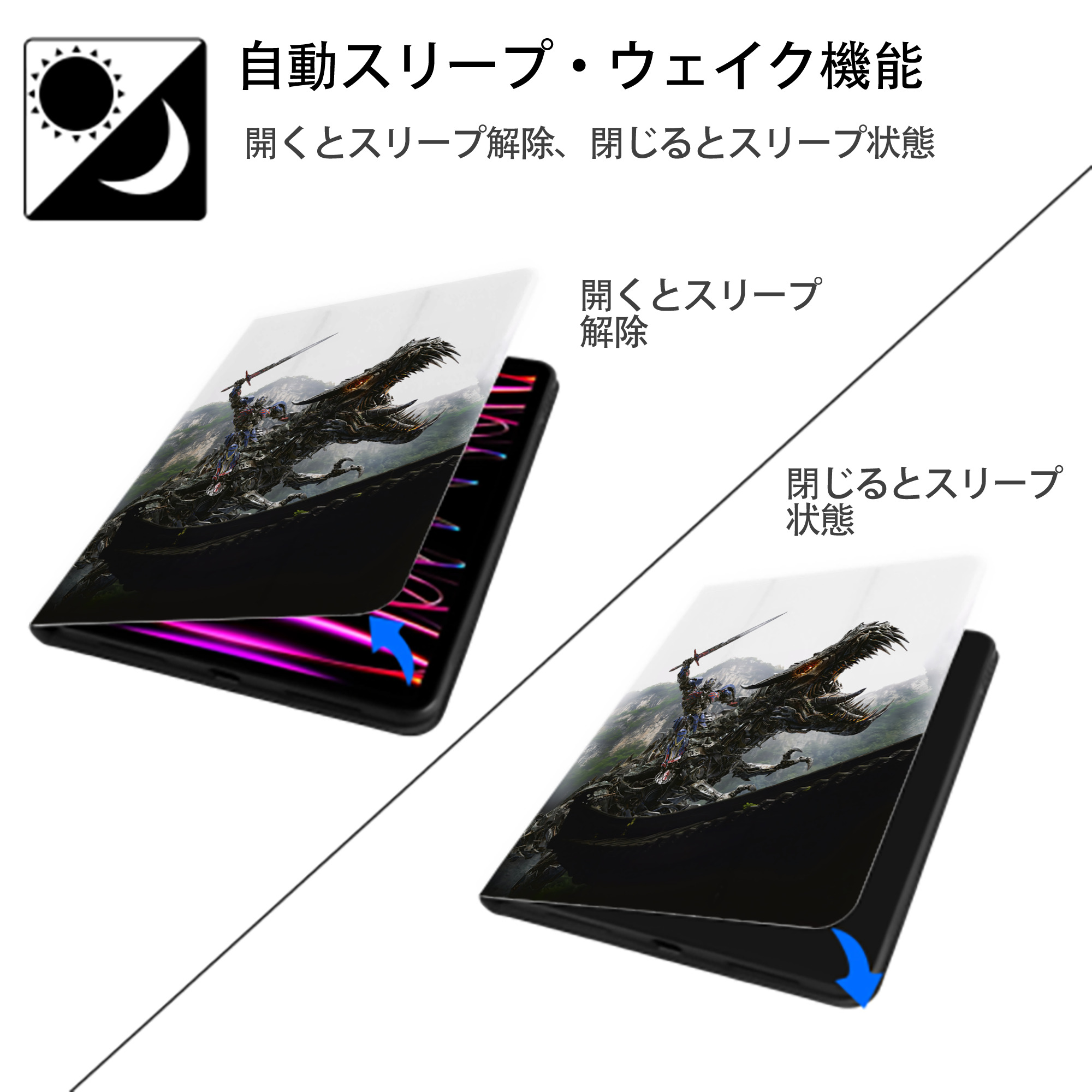 Transformers トランスフォーマー IPad ケース ペン収納付き 三つ折りスタンド PUレザー×シリコン 対応機種9.5/10.5/10.9インチ