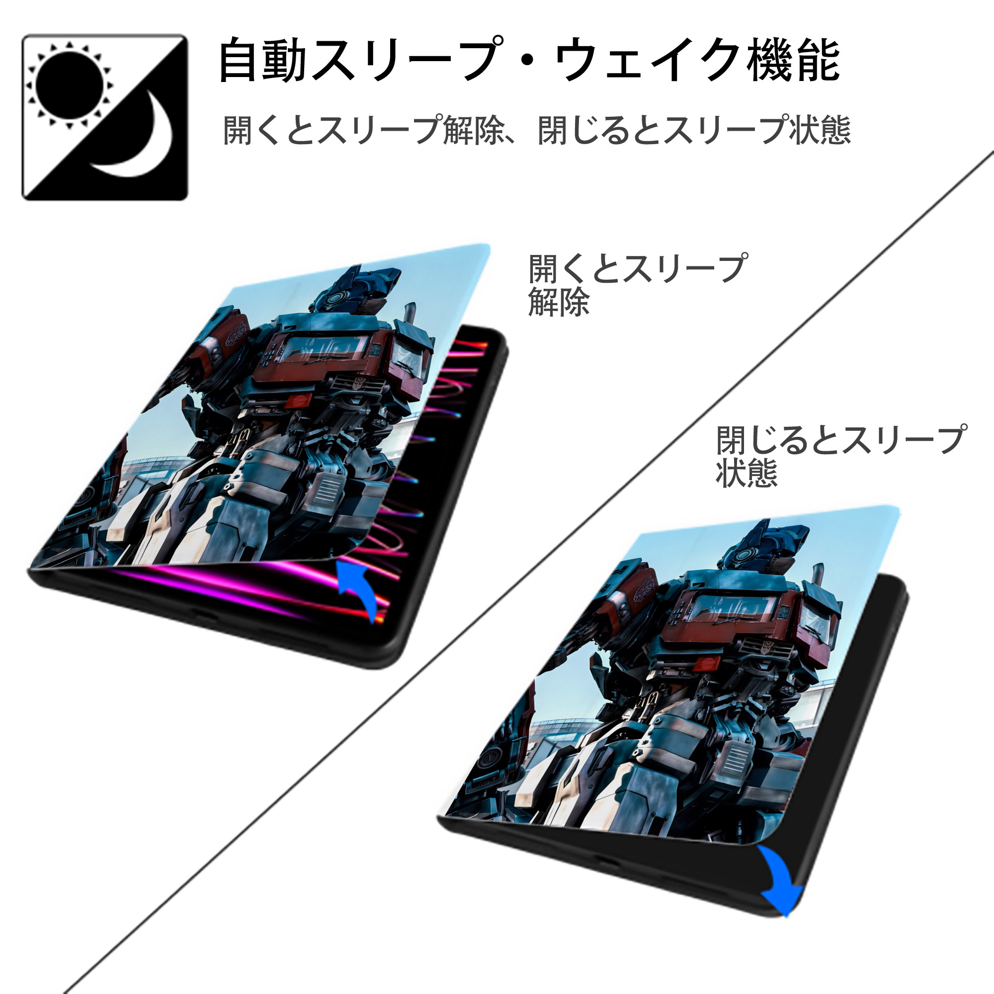 Transformers トランスフォーマー IPad ケース ペン収納付き 三つ折りスタンド PUレザー×シリコン 対応機種9.5/10.5/10.9インチ