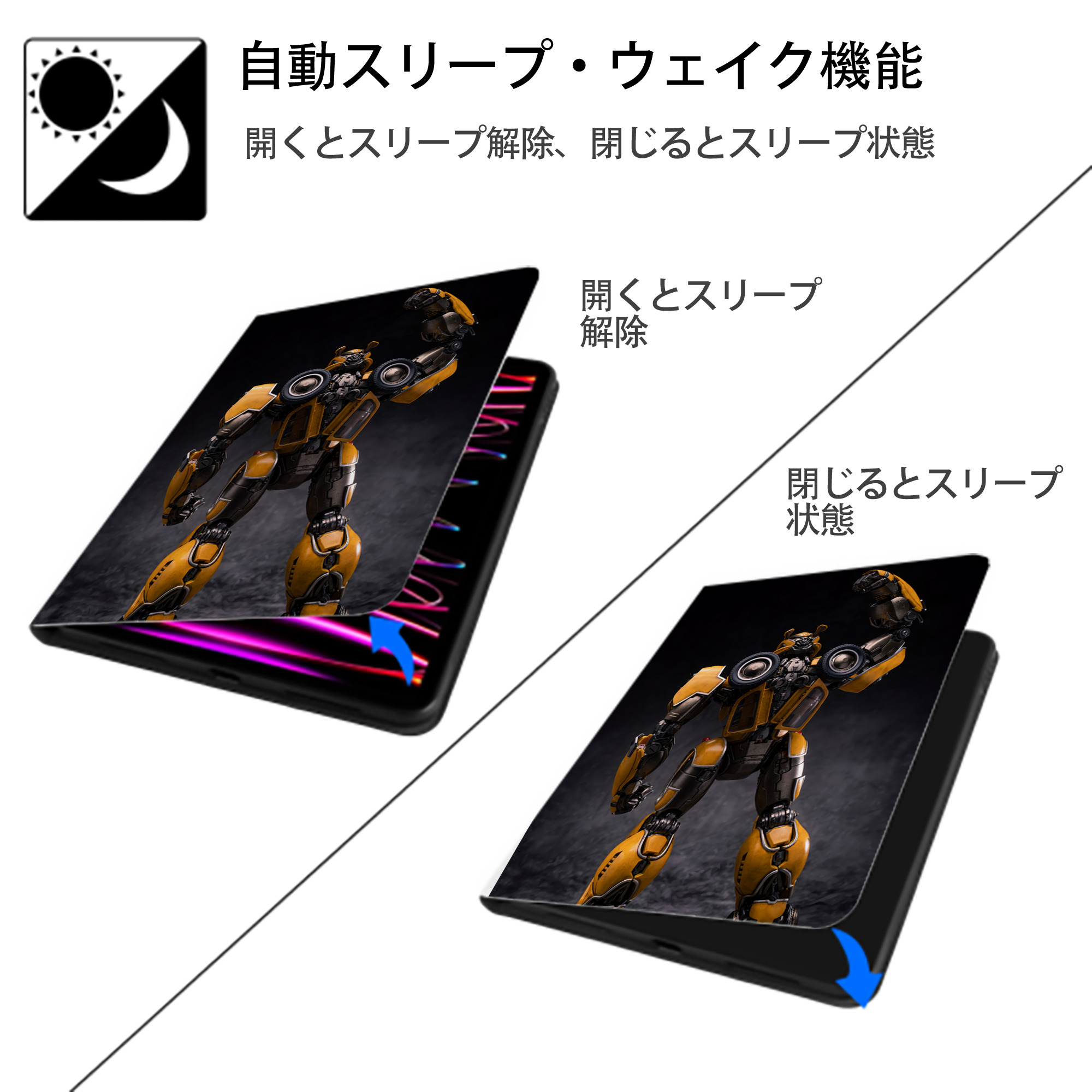 Transformers トランスフォーマー IPad ケース ペン収納付き 三つ折りスタンド PUレザー×シリコン 対応機種9.5/10.5/10.9インチ