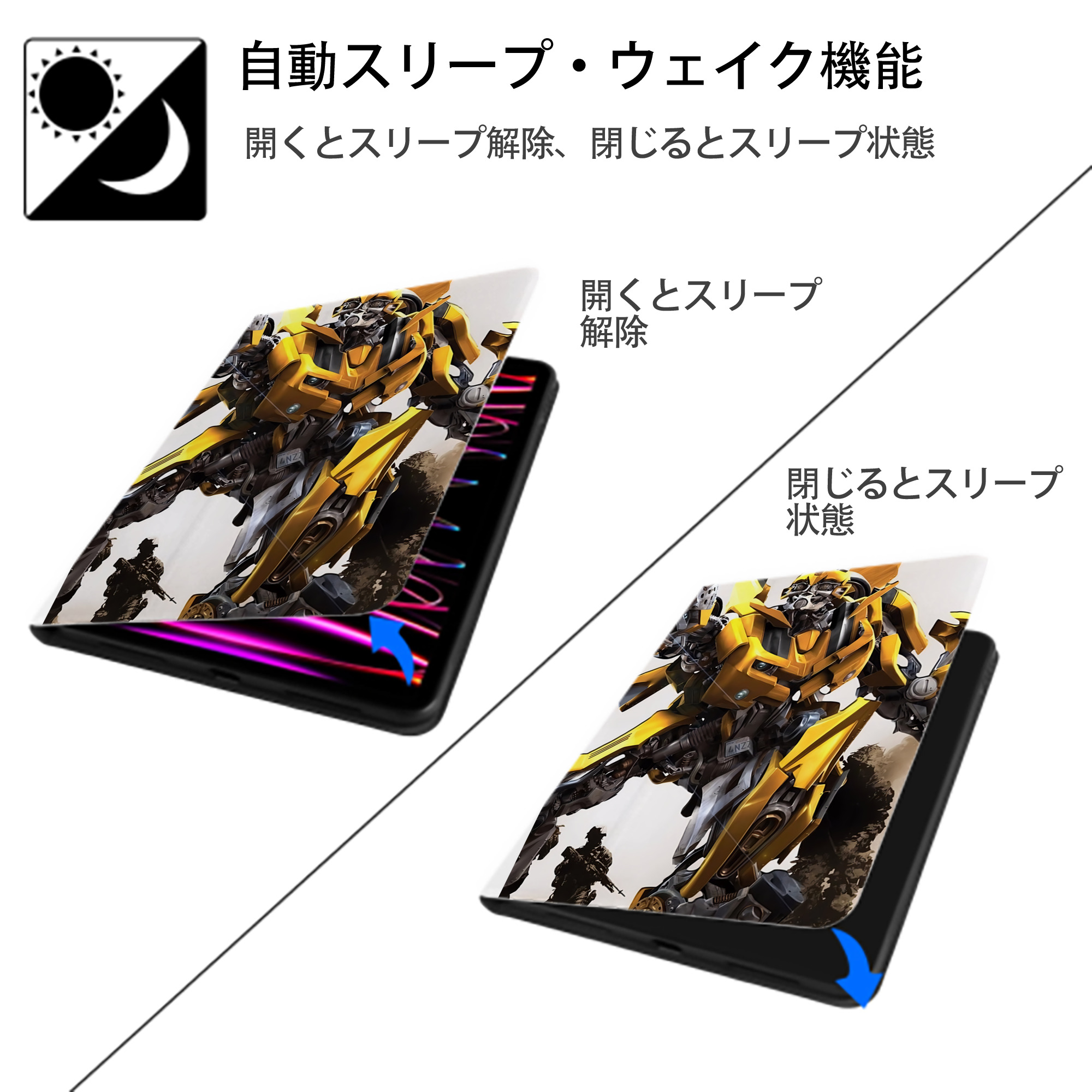 Transformers トランスフォーマー IPad ケース ペン収納付き 三つ折りスタンド PUレザー×シリコン 対応機種9.5/10.5/10.9インチ
