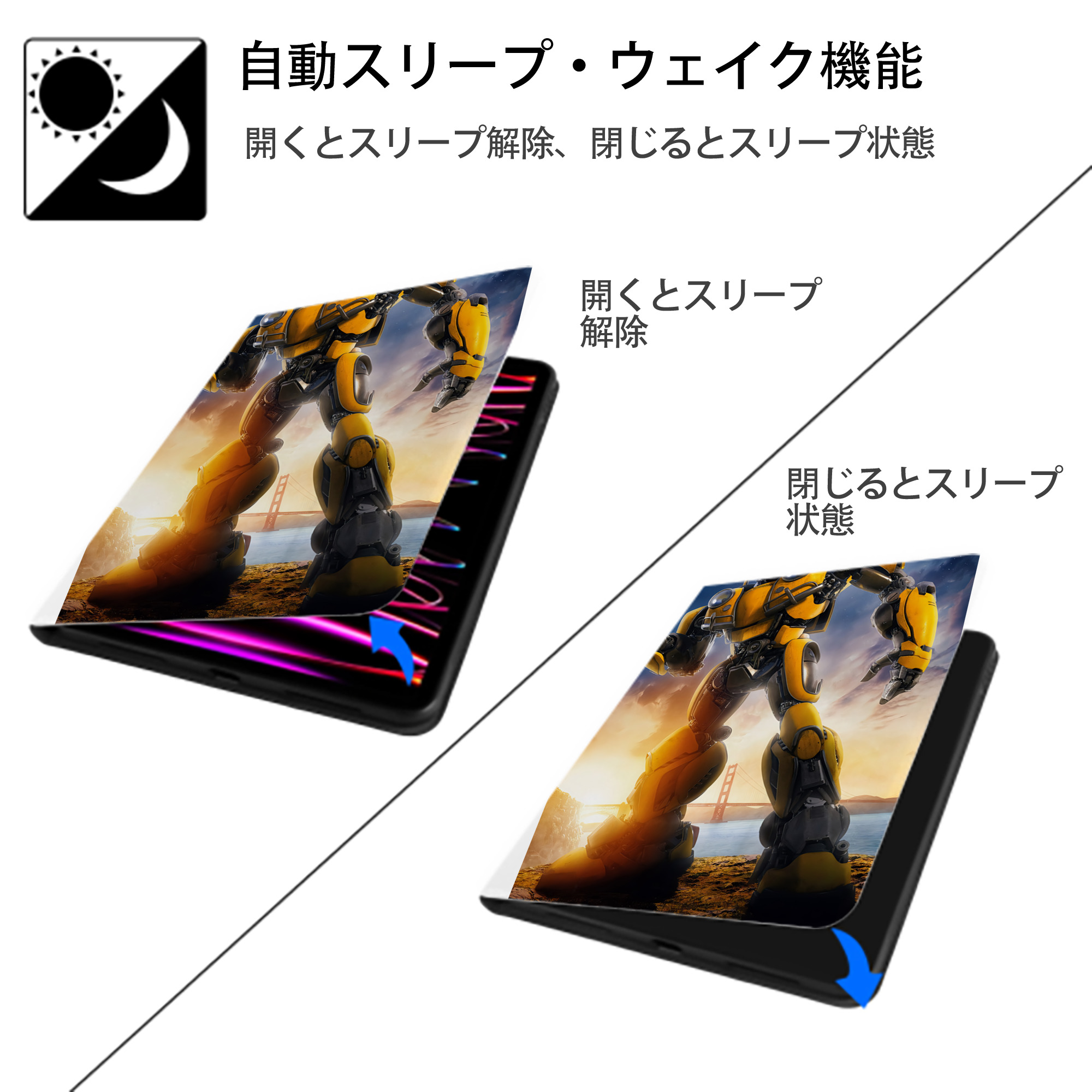 Transformers トランスフォーマー IPad ケース ペン収納付き 三つ折りスタンド PUレザー×シリコン 対応機種9.5/10.5/10.9インチ