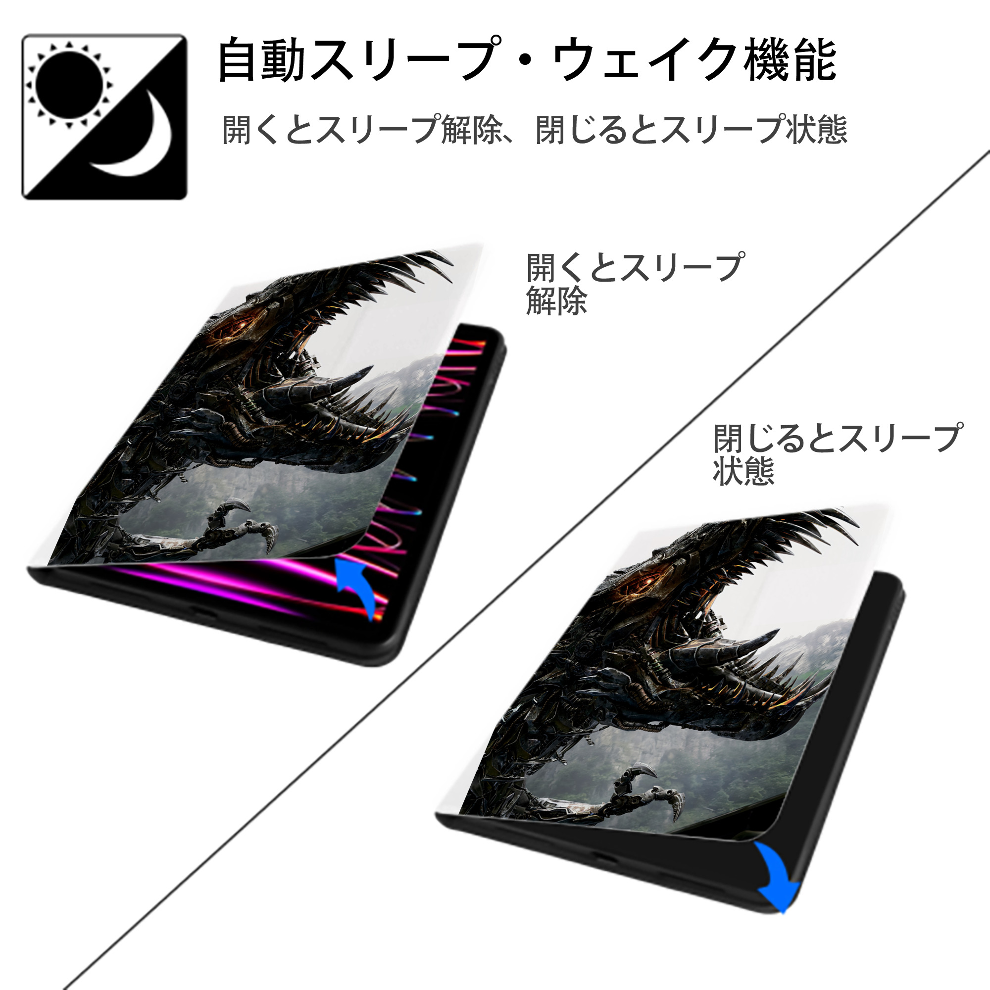 Transformers トランスフォーマー IPad ケース ペン収納付き 三つ折りスタンド PUレザー×シリコン 対応機種9.5/10.5/10.9インチ