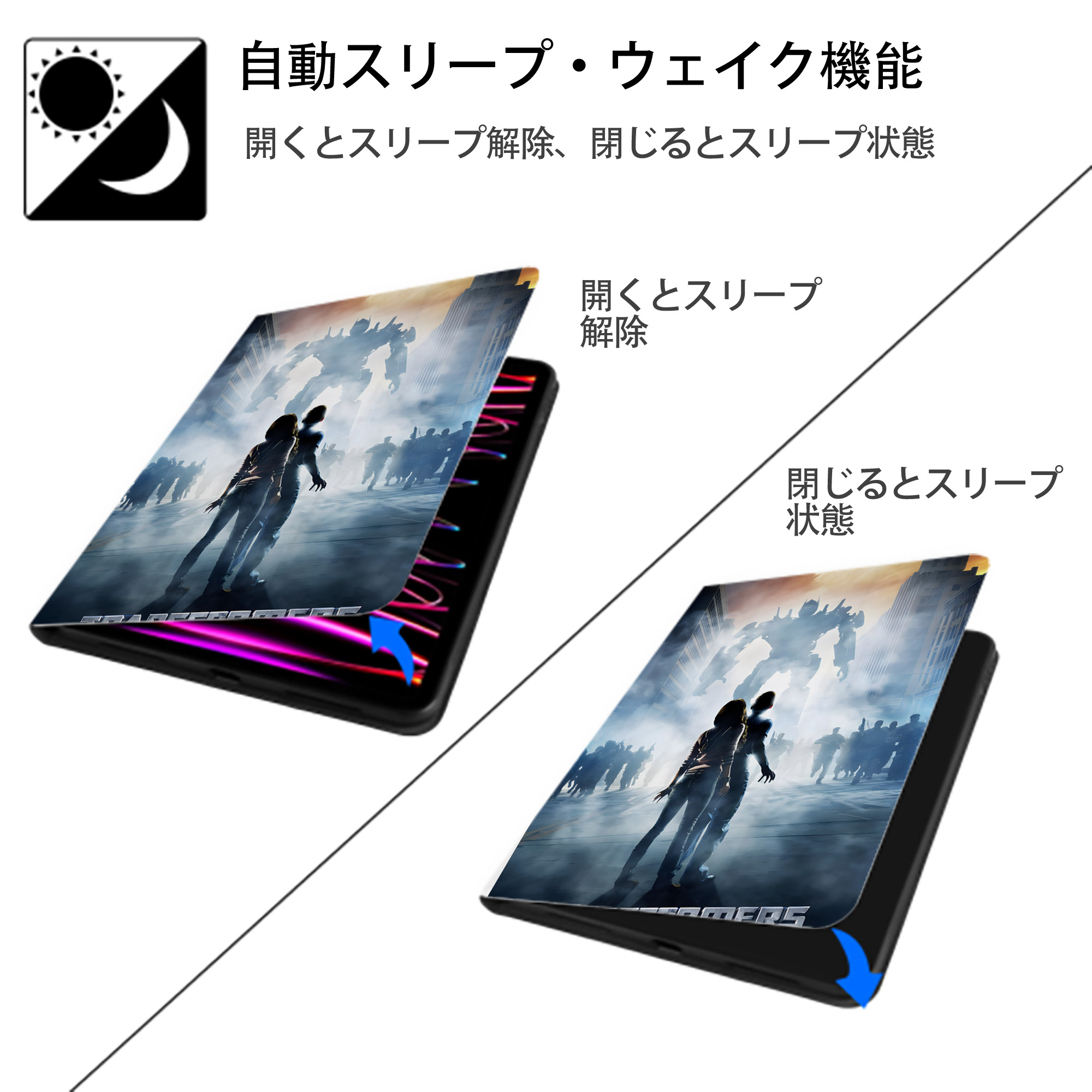 Transformers トランスフォーマー IPad ケース ペン収納付き 三つ折りスタンド PUレザー×シリコン 対応機種9.5/10.5/10.9インチ