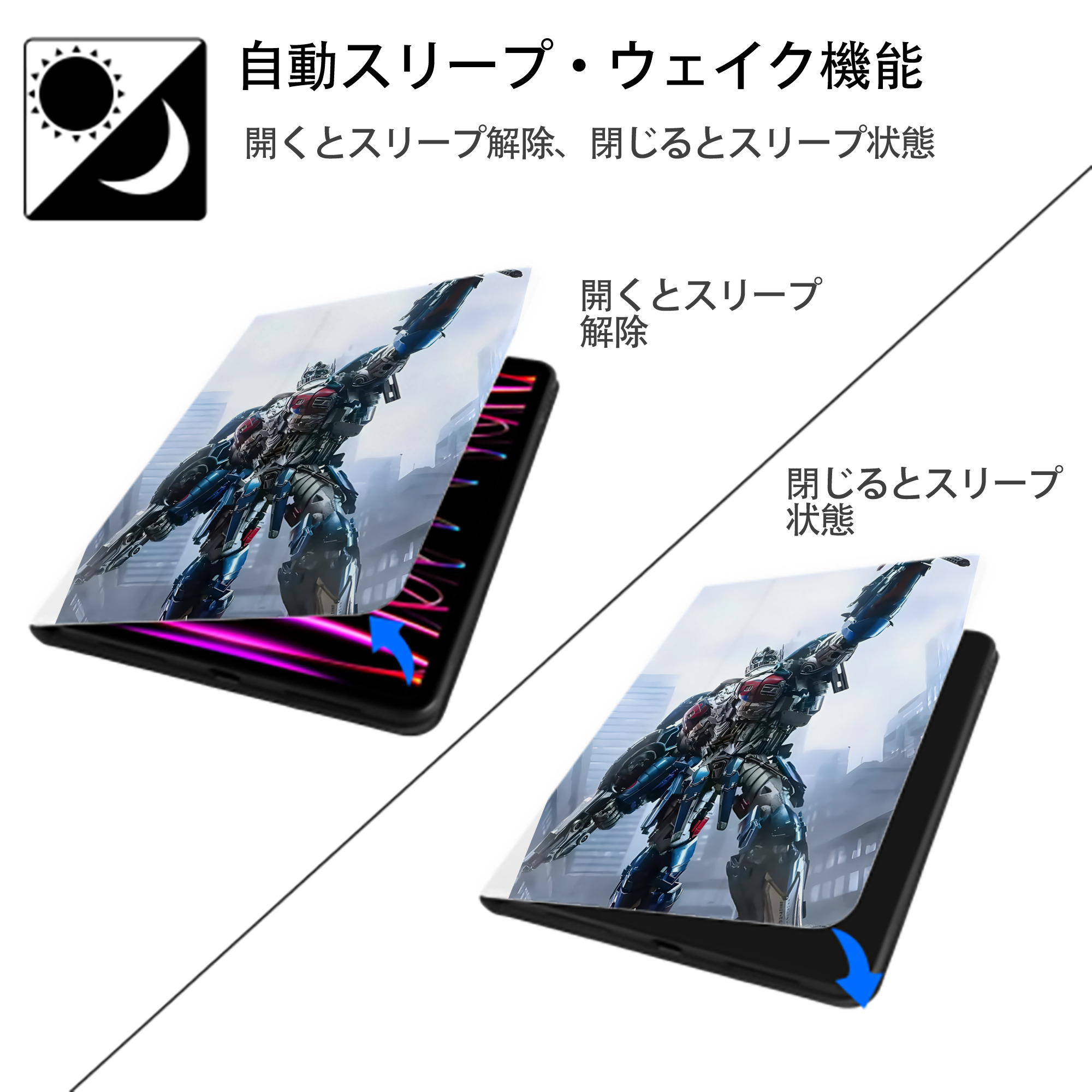 Transformers トランスフォーマー IPad ケース ペン収納付き 三つ折りスタンド PUレザー×シリコン 対応機種9.5/10.5/10.9インチ