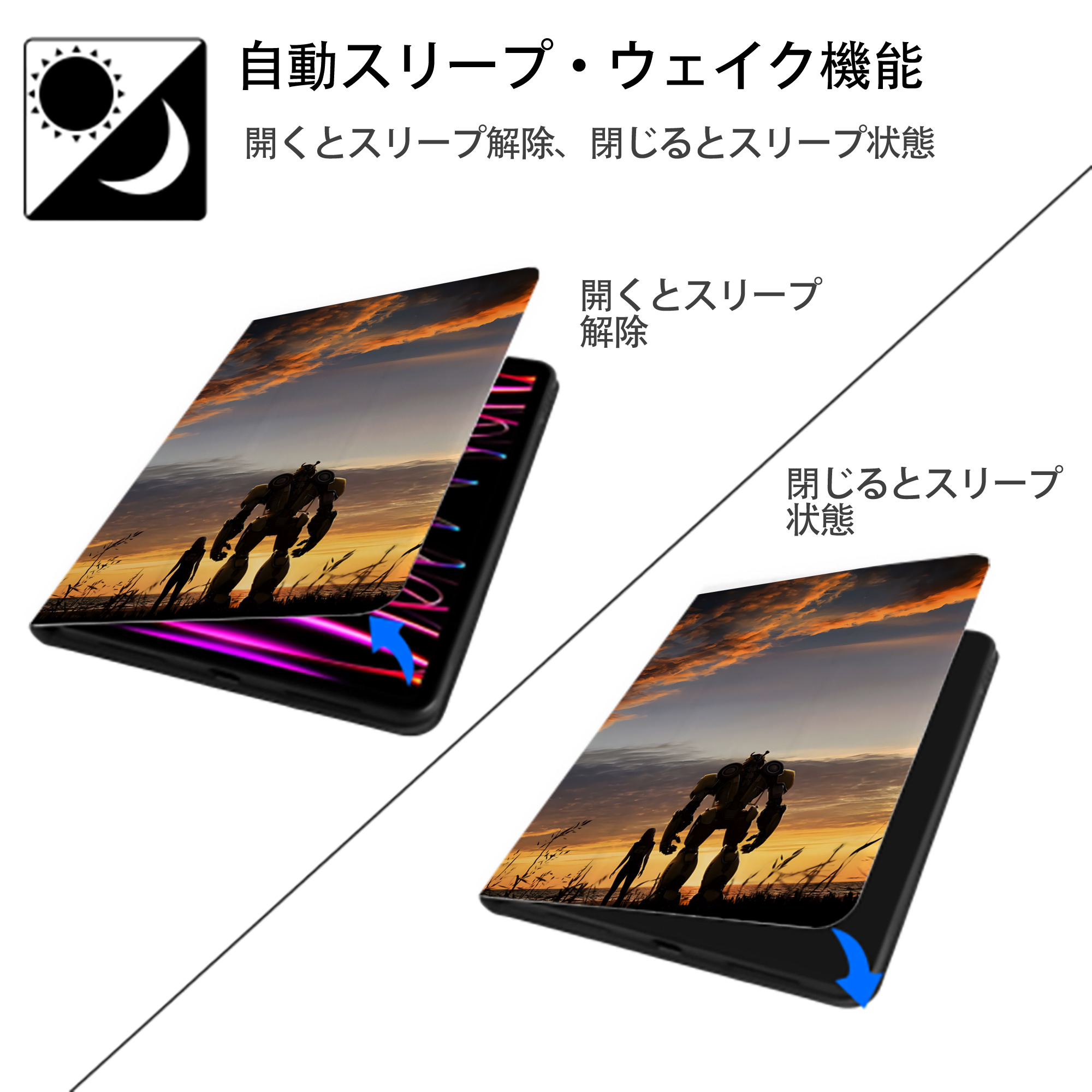 Transformers トランスフォーマー IPad ケース ペン収納付き 三つ折りスタンド PUレザー×シリコン 対応機種9.5/10.5/10.9インチ