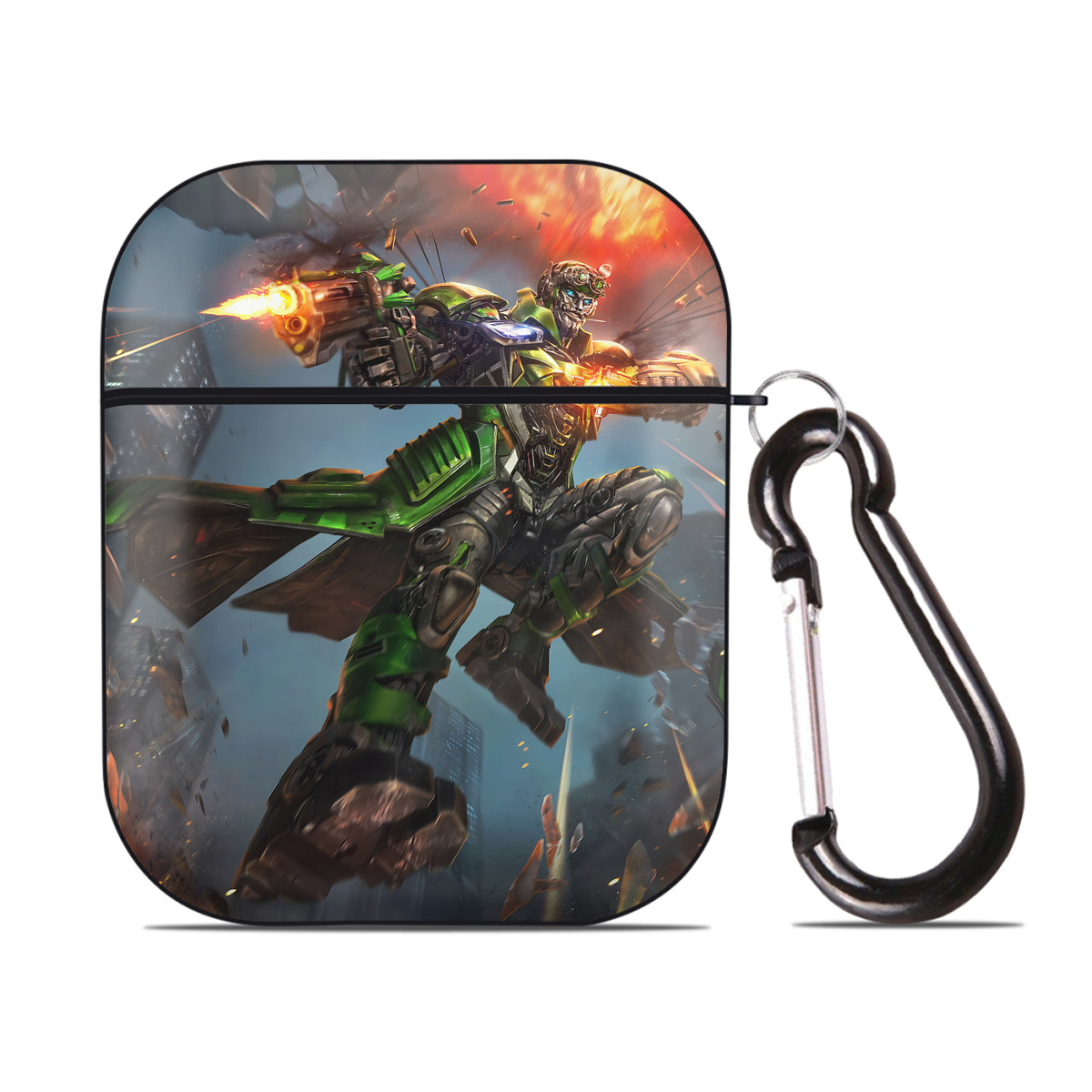 （画像用） Transformers トランスフォーマー AirPods 第2世代保護ケース ハードシェル ブラック 耐衝撃・防指紋・カラビナ付き