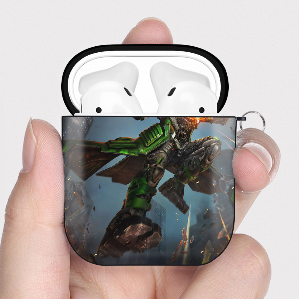 （画像用） Transformers トランスフォーマー AirPods 第2世代保護ケース ハードシェル ブラック 耐衝撃・防指紋・カラビナ付き