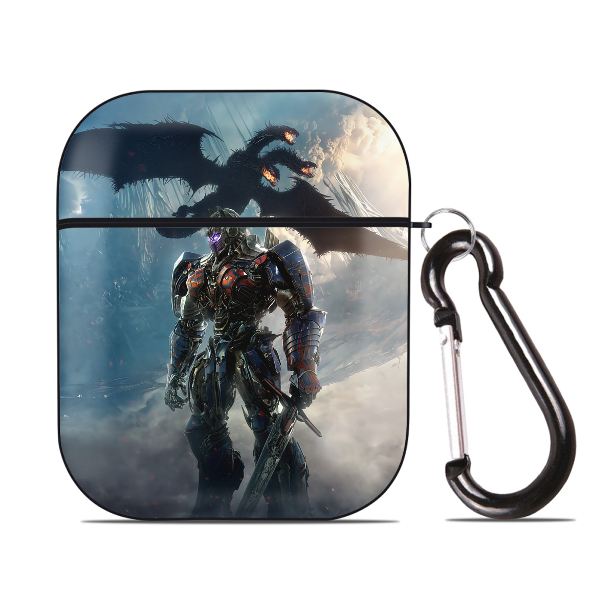 （画像用） Transformers トランスフォーマー AirPods 第2世代保護ケース ハードシェル ブラック 耐衝撃・防指紋・カラビナ付き