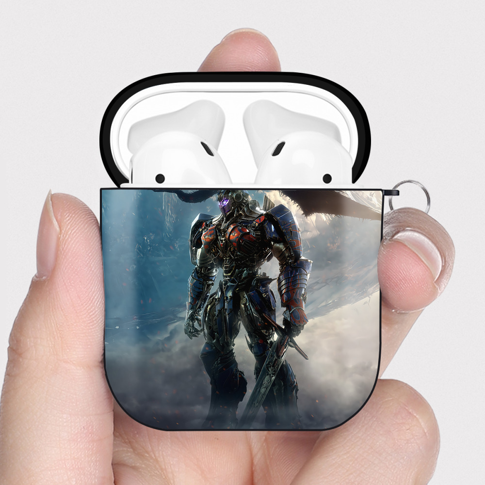 （画像用） Transformers トランスフォーマー AirPods 第2世代保護ケース ハードシェル ブラック 耐衝撃・防指紋・カラビナ付き