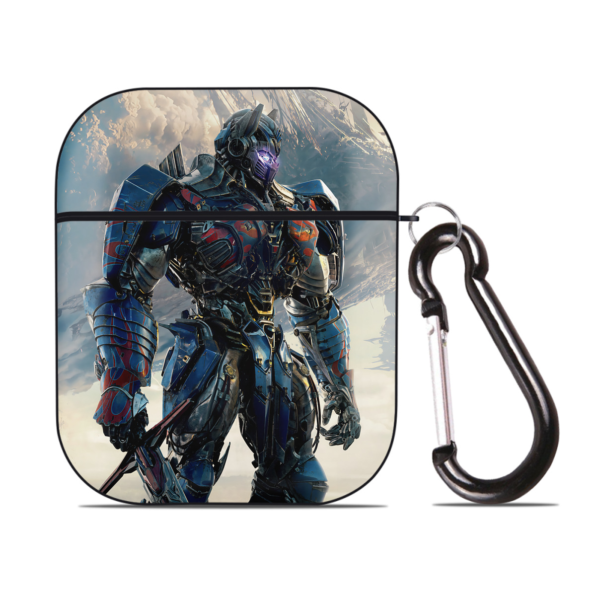 （画像用） Transformers トランスフォーマー AirPods 第2世代保護ケース ハードシェル ブラック 耐衝撃・防指紋・カラビナ付き