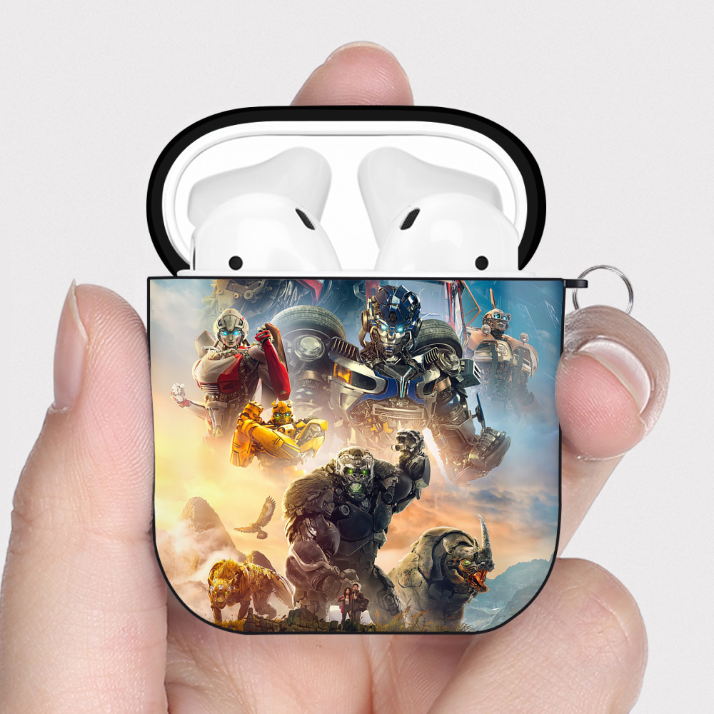 （画像用） Transformers トランスフォーマー AirPods 第2世代保護ケース ハードシェル ブラック 耐衝撃・防指紋・カラビナ付き